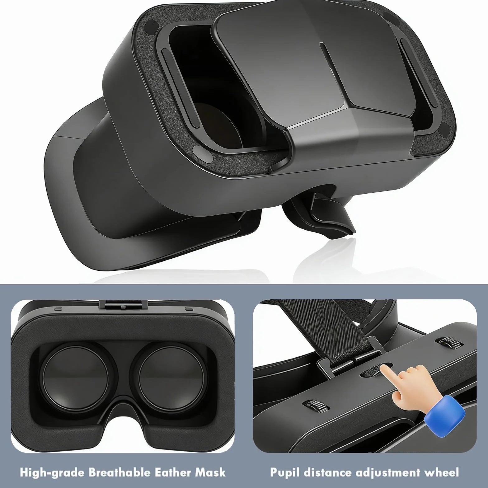 VR okulary do telefonu komórkowego, z pilotem zdalnego sterowania, okulary 3D VR, do gier i filmów 360 stopni, idealne do smartfonów 5~7 cali