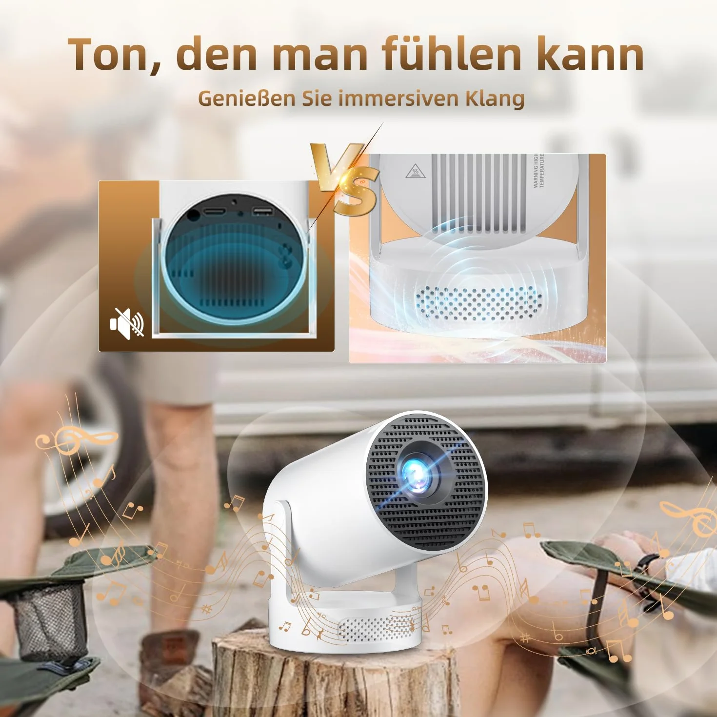 Mini projektor 4K, automatyczna korekcja trapezu z WiFi 6 BT, inteligentny projektor 4K FHD 1080p, obsługuje system Android 11.0, mały rzutnik, telefon komórkowy, obracany o 180°, kompatybilny z USB