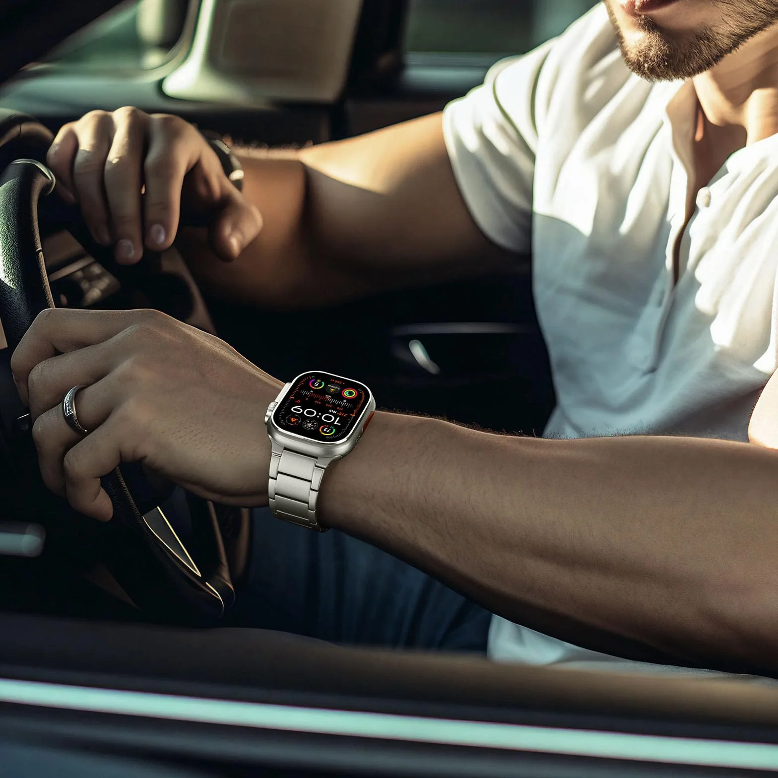 HITZEE Titanium Ultra Band kompatybilny z Apple Watch Band 49/46 (S11/10)/45/44/42, lekki tytanowy pasek ze składanym zapięciem dla mężczyzn do iWatch Ultra 3/2/1 SE 3-1 Series 11 10 9 8 7 6 5 4 3 2 1