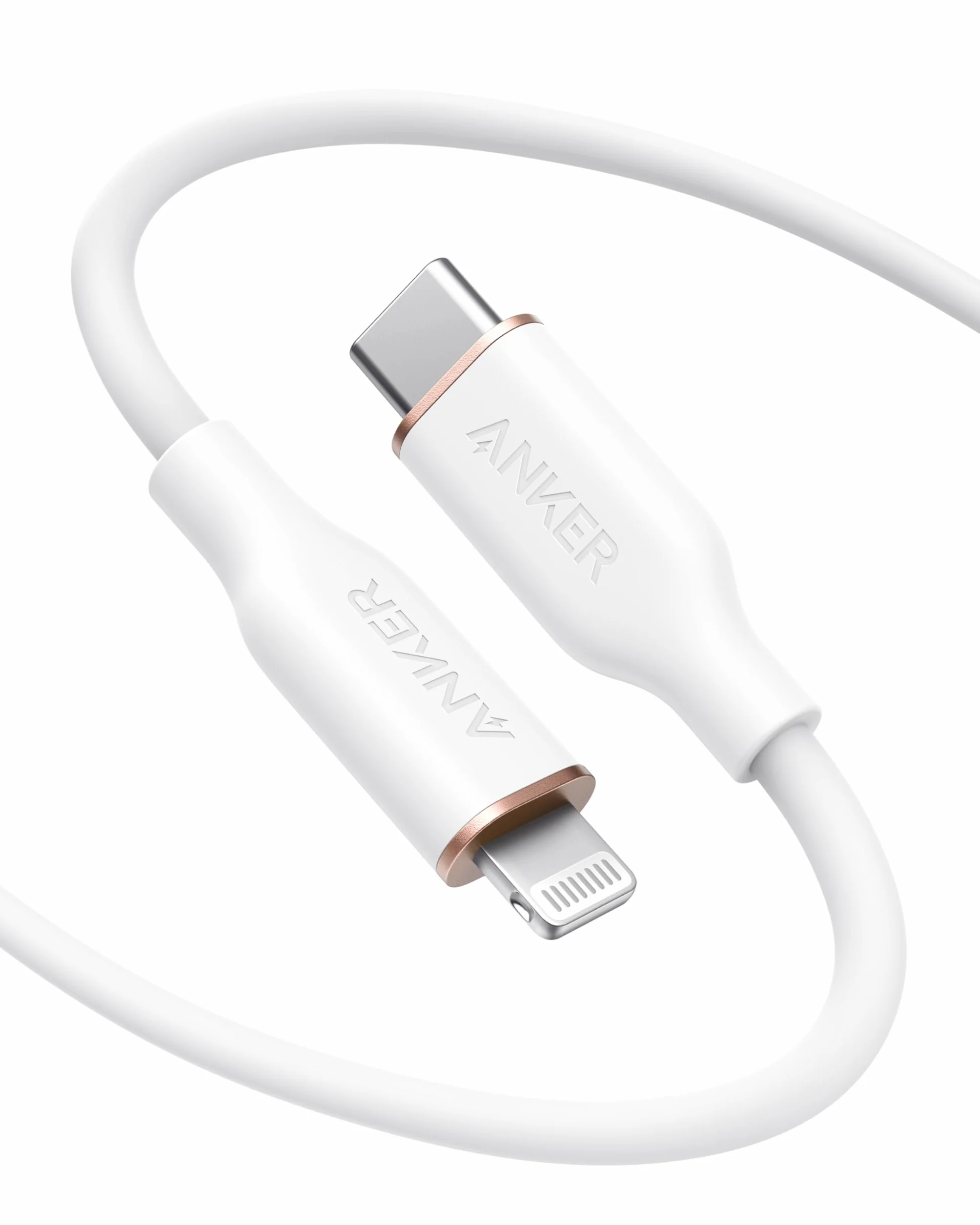 Anker Powerline III Flow, Kabel USB-C na Lightning 180 cm, kompatybilny z iPhone 14/13/12/11, AirPods Pro, certyfikat MFi, silikonowy (śnieżnobiały)