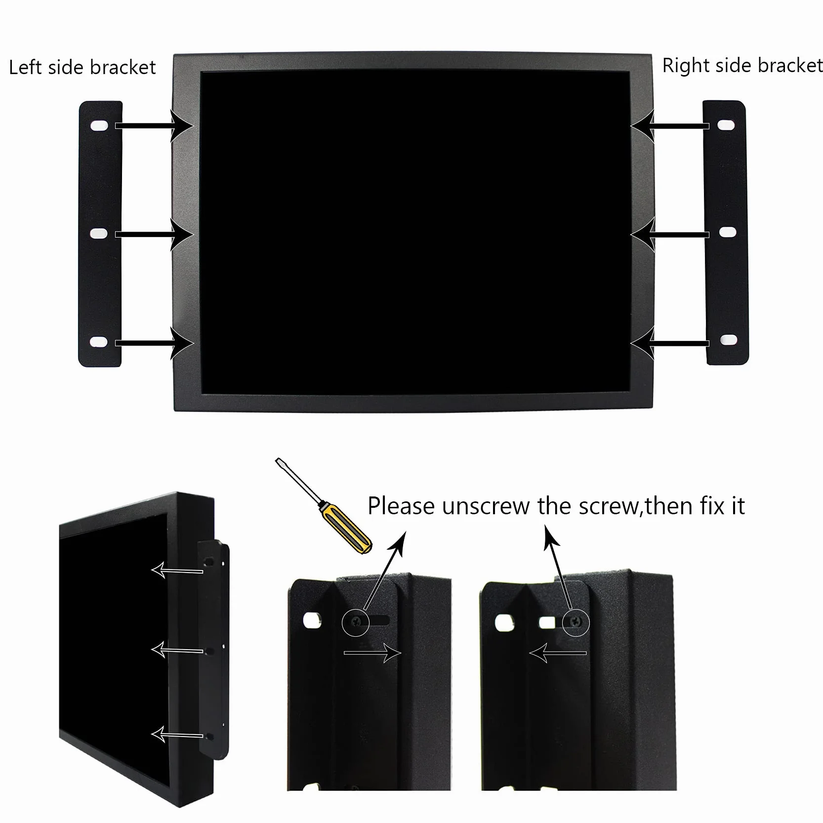 VSDISPLAY 10.4 cala 800x600 Monitor LCD, wejście H/D VGA DVI | współczynnik proporcji 4: 3, do ekranu wymiennego G104SN03 V1, metalowa obudowa