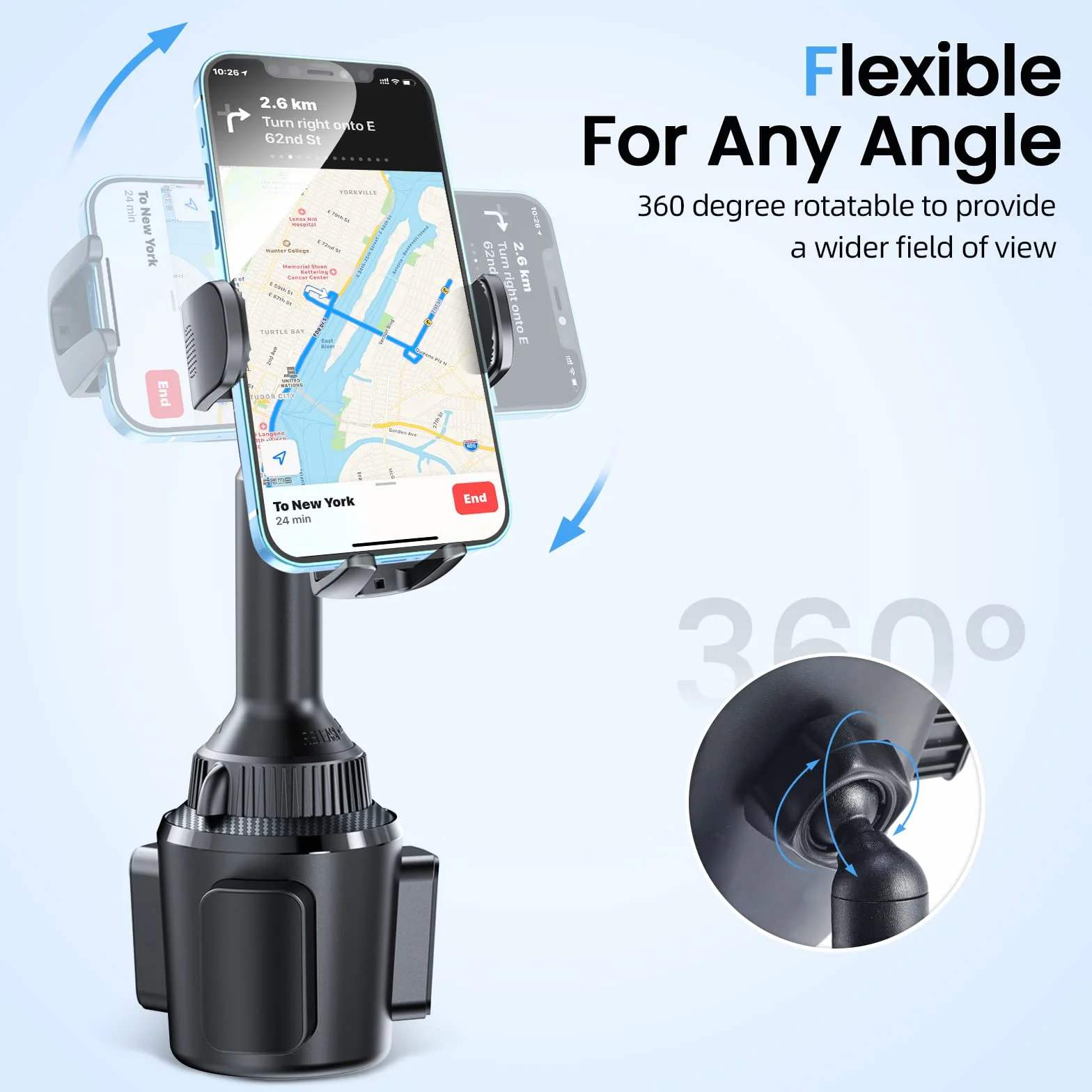 Apps2Car Samochodowy uchwyt na telefon komórkowy z funkcją ładowania, 15 W, szybka ładowarka samochodowa, uchwyt na kubek, ładowarka Qi, uchwyt na telefon z adapterem Qc 3.0, kompatybilny z iPhone'ami