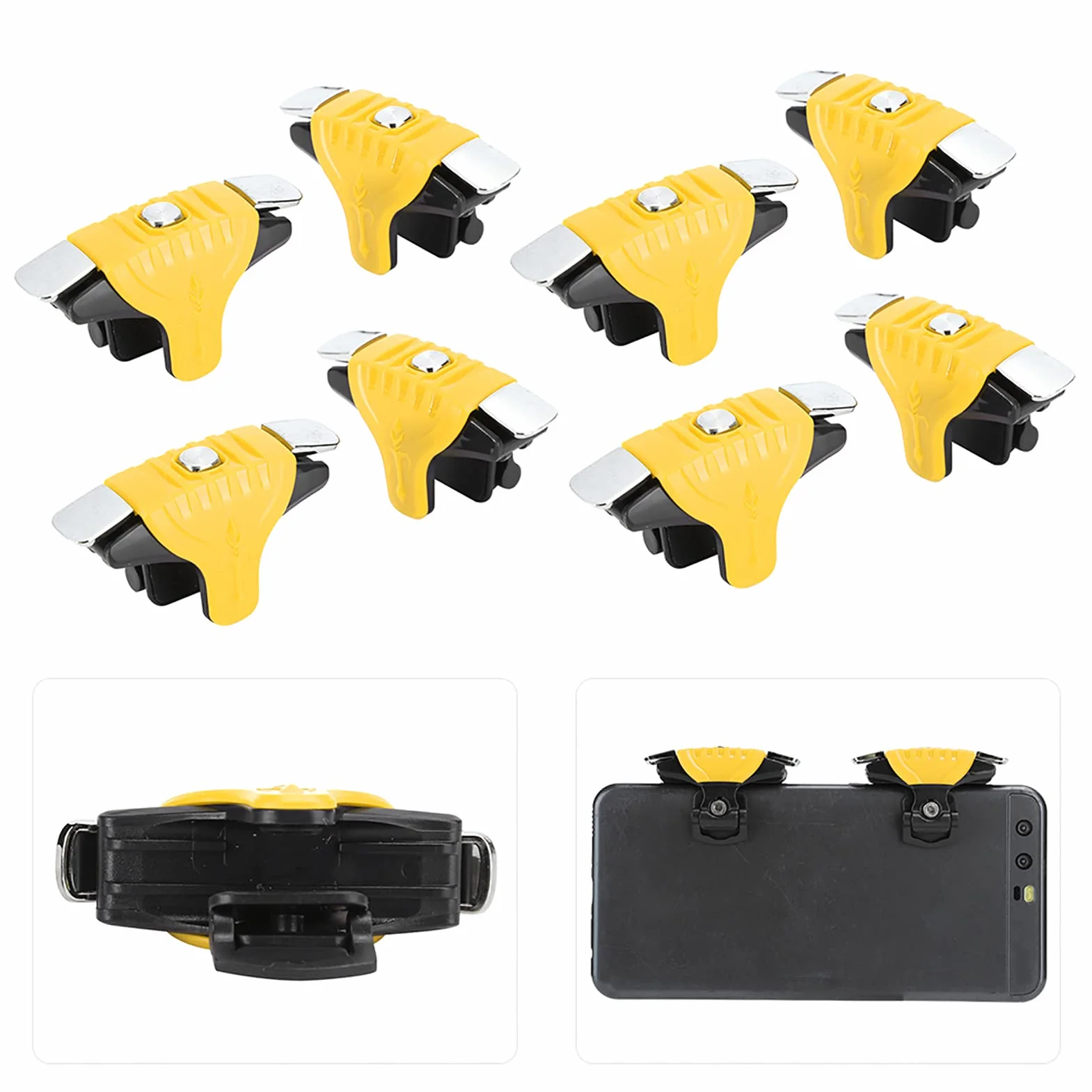 8 Szt. PUBG Mobile Game Controller Trigger, Kontrolery Gier do Telefonów Komórkowych Trigger Sensitive F01 Controller Joystick Button dla PUBG/Zasady Przetrwania/ (Żółty)