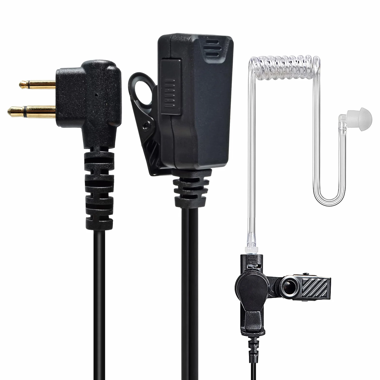 Słuchawki kompatybilne z Motorola DP1400, CP040, GP300, GP88, radio walkie-talkie, w kształcie litery G, słuchawki z mikrofonem i PTT dla bezpieczeństwa Bodyguard (przezroczysty wąż, 1 sztuka