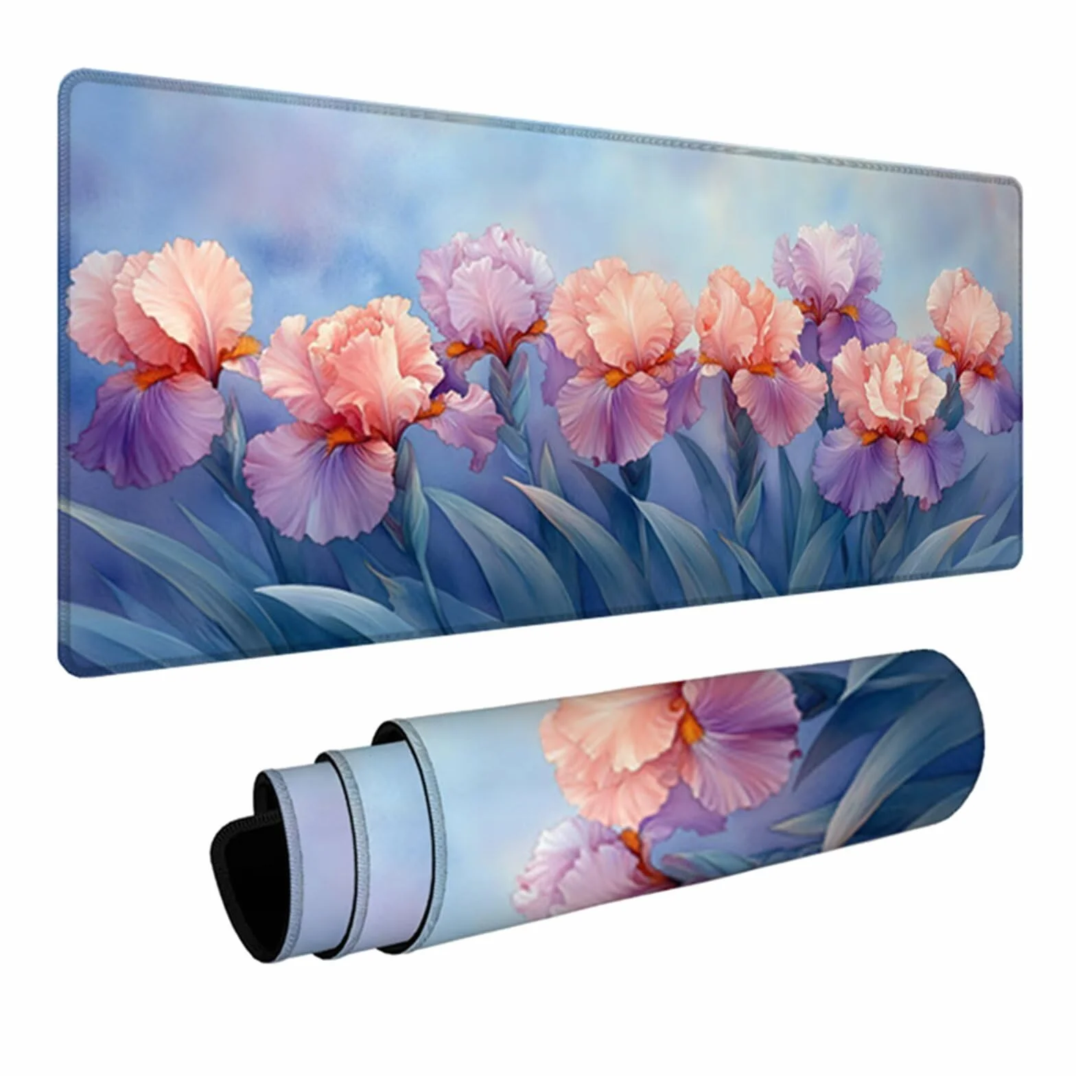 Gamingowa podkładka na biurko, kwiaty, podkładka pod mysz XXL, 1600 x 800 x 3 mm, podkładka pod mysz, duża, ze zszytymi krawędziami, akcesoria dla graczy, akcesoria dla graczy, L-4202