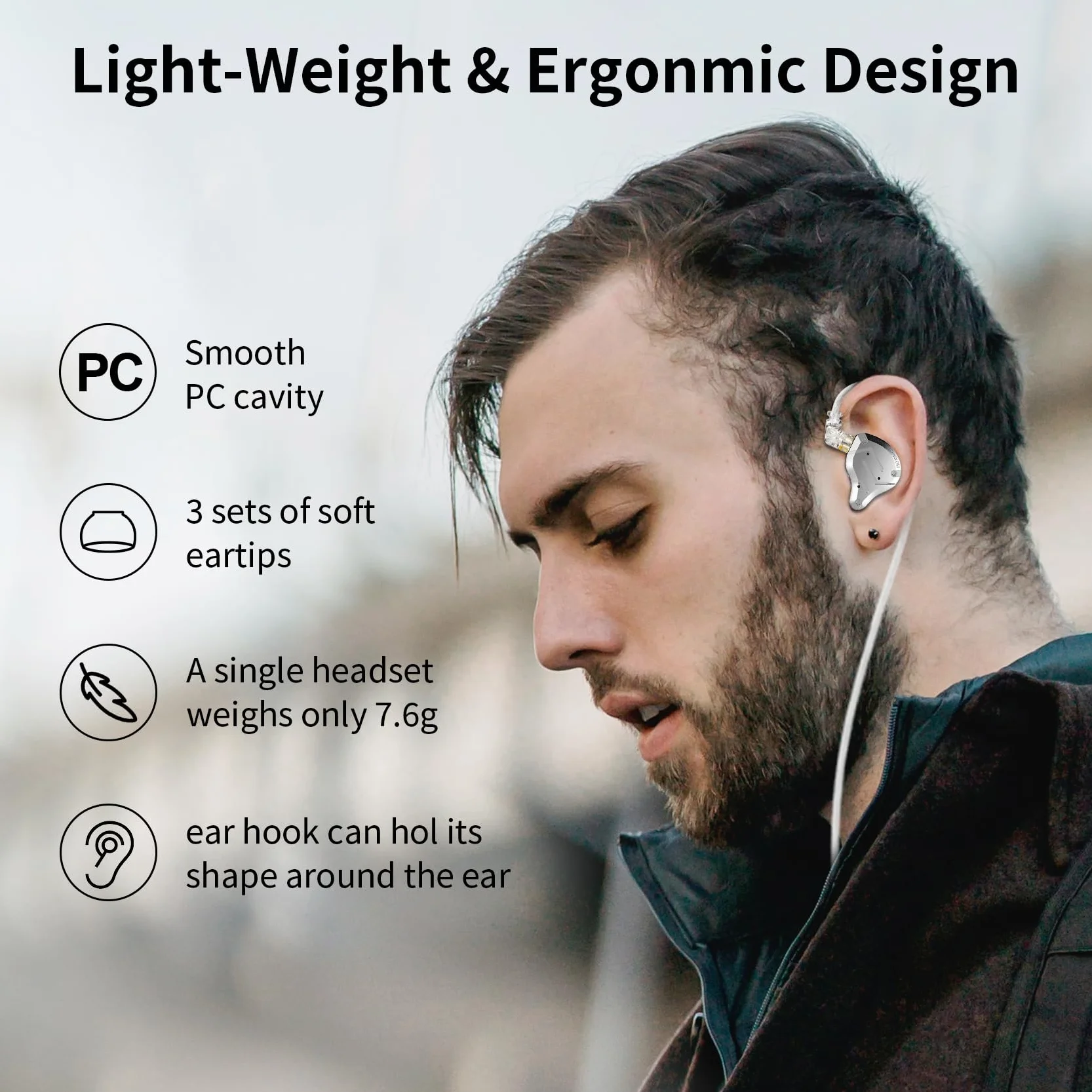 KINBOOFI KZ ZS10 Pro słuchawki douszne do monitorowania, słuchawki HiFi KZ ze sterownikami 4BA i 1DD, ulepszone ZS10 Pro z odłączanym kablem 0,75 mm 2-pinowym 6N OFC (z mikrofonem, czarne)