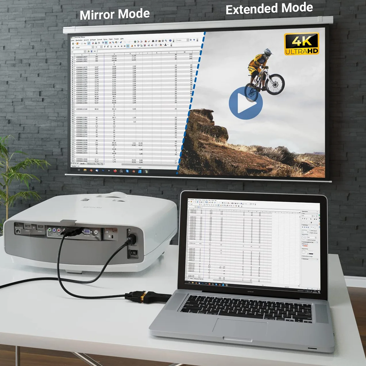 deleyCON Kabel Przejściowy z Displayport na 4K UHD 2160p - Kabel Przejściowy z Wtyczki DP Displayport na Gniazdo DVI Pozłacane Styki do Podłączenia Telewizora Projektora Komputera Laptopa Notebooka