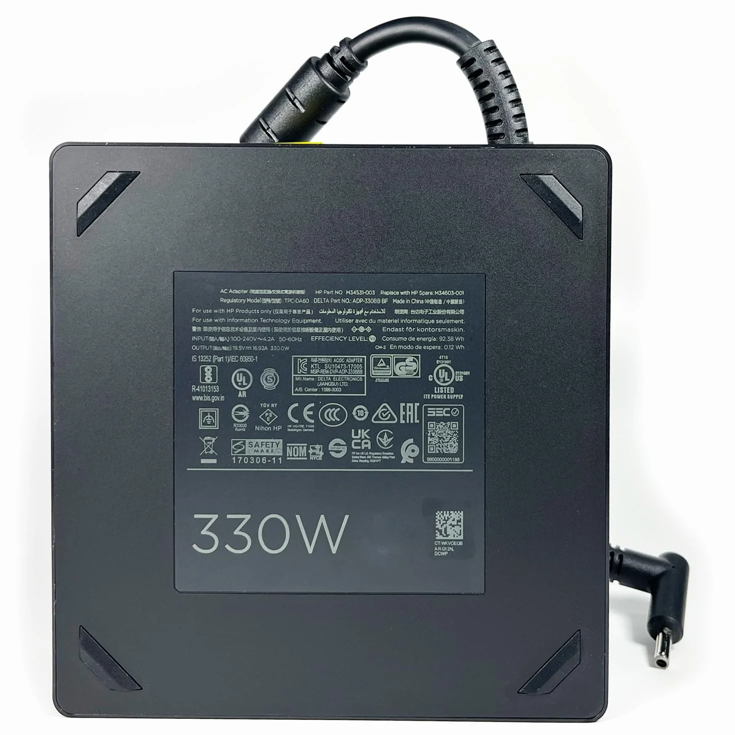 Adapter AC 330W 19.5V 16.92A Ładowarka TPC-DA60 Kompatybilny z HP Omen 17-ck1021nr 17-ck1111nr 17-ck0010nr 17-ck0000 17-ck0065cl M34603-001 M34531-003 BF Zasilacz do laptopa