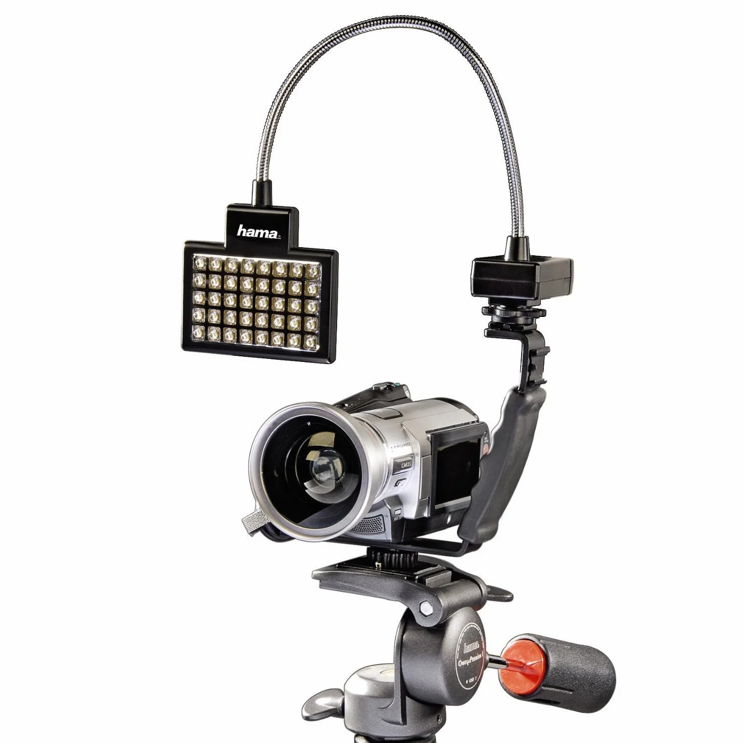 Hama Panel LED do zdjęć/wideo slim 40 do cyfrowych kamer wideo i fotografii z lampą błyskową, z elastycznym ramieniem, czarny