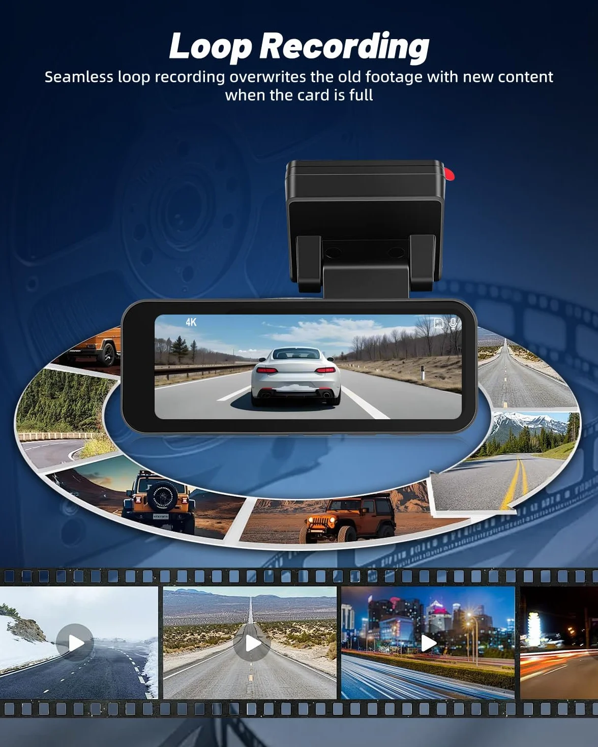 NHOPEEW Podwójna kamera na deskę rozdzielczą 4K z Wi-Fi i GPS, 3,16-calowa kamera samochodowa IPS z przodu 4K + tył 1080p, widoczność w nocy, nagrywanie w pętli, czujnik G, 24-godzinny tryb parkowania
