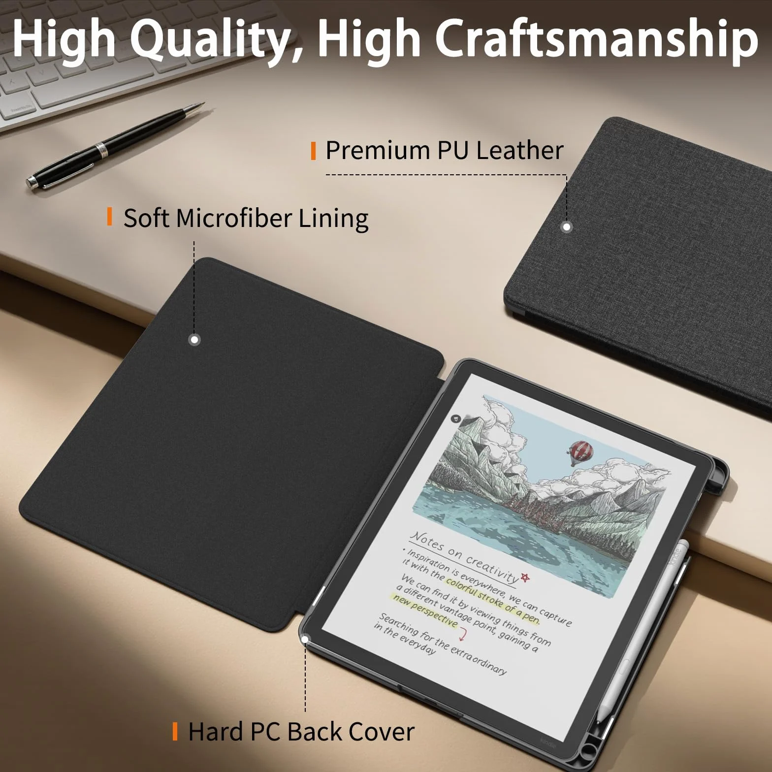 MoKo Case for 11" Kindle Scribe 3rd & Scribe Colorsoft 2025, Denim Black | with Pen Holder, Lightweight Shell Sleek Cover, Auto Wake/Sleep, Slim & light weight
