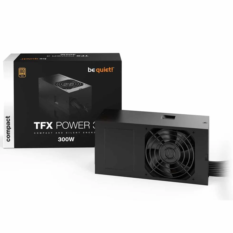 be quiet! TFX Power 3 300 W Gold, 80 Plus Gold, wentylator sterowany temperaturą wentylator 80 mm, 2 mocne przewody 12 V, 2 złącza PCIe do wydajnych GPU, BN323