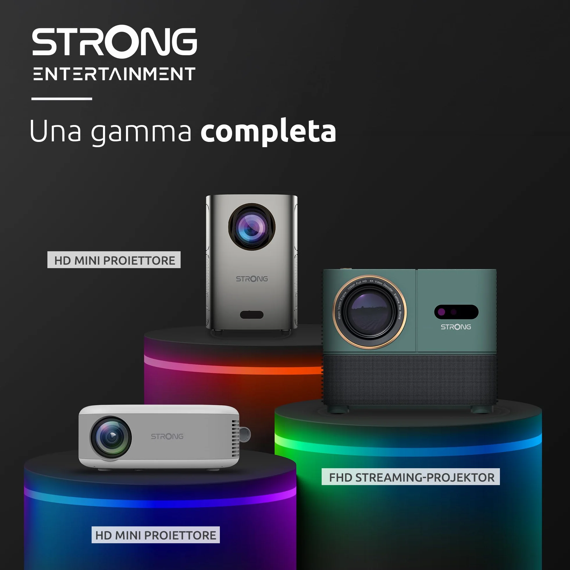 Strong MIRA1 Oficjalny projektor wideo Google TV Smart 1080P, kompatybilny z 4K, z automatycznym ustawianiem ostrości i kluczem, przenośny projektor zewnętrzny Bluetooth do iOS/Android/kina domowego