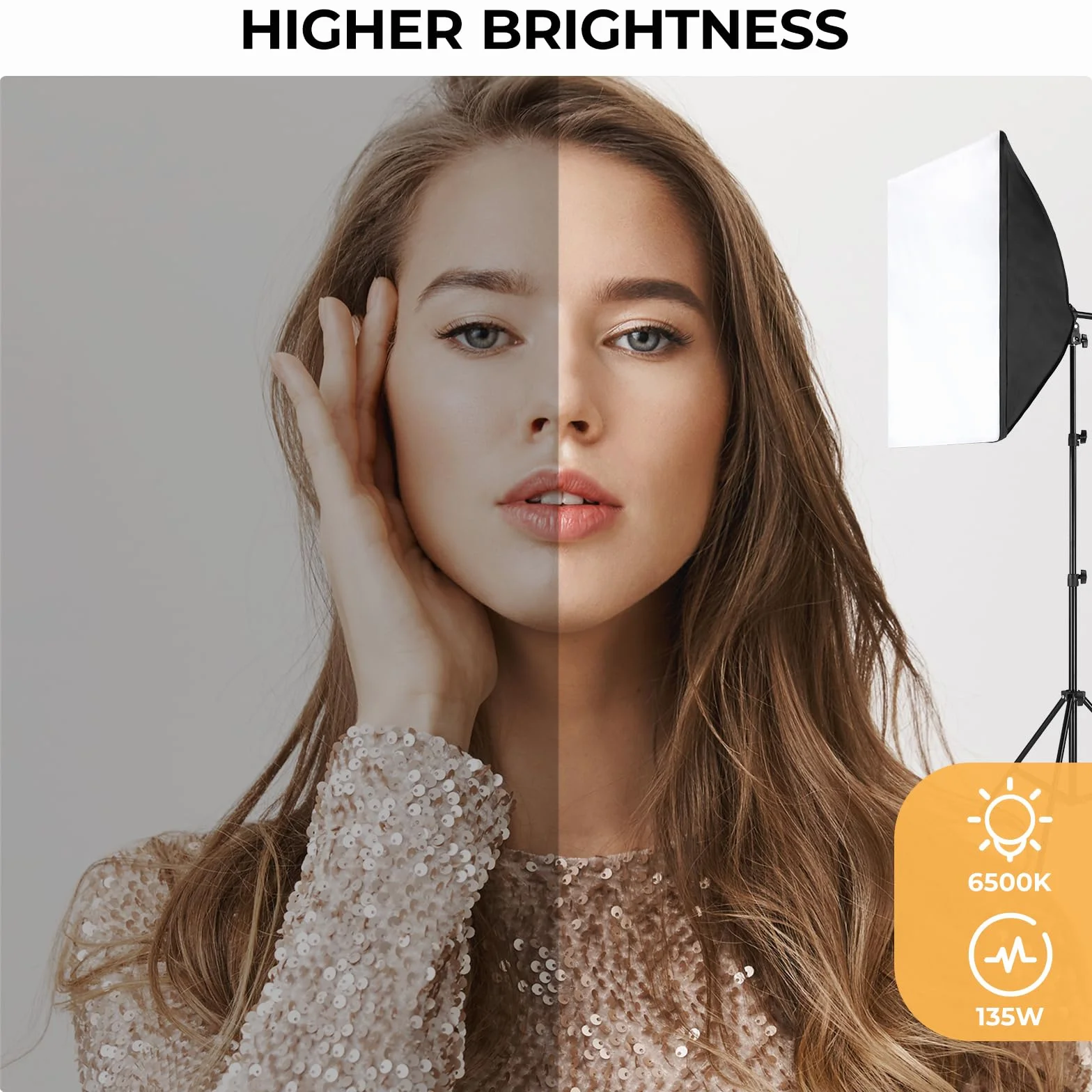 Zestaw oświetlenia Fotografia Softbox, 2 ciągłe reflektory LED 135W | z regulowanym statywem do nagrywania wideo, YouTube, TikTok, studio i portretu