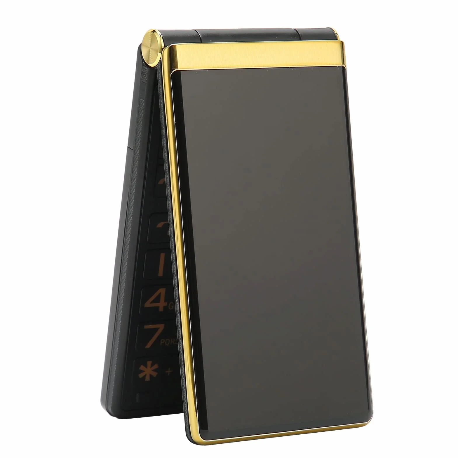Telefon Komórkowy dla Seniorów, Podwójny Ekran, Dual SIM, Bateria 5900 MAh, Duże Przyciski, Wyraźny Głośnik, Latarka LED, Odblokowany Telefon Komórkowy dla Osób Starszych (Złoty