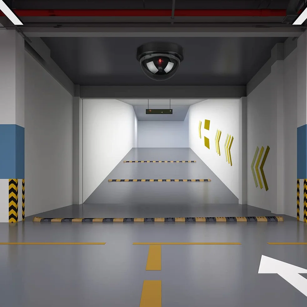 Atrapa kamery CCTV, manekin z fałszywymi monitorami CCTV, symulacja kamery CCTV, z migającym światłem LED, atrapa fałszywa kamera, do użytku na zewnątrz i wewnątrz, do domu i biznesu, 4 szt