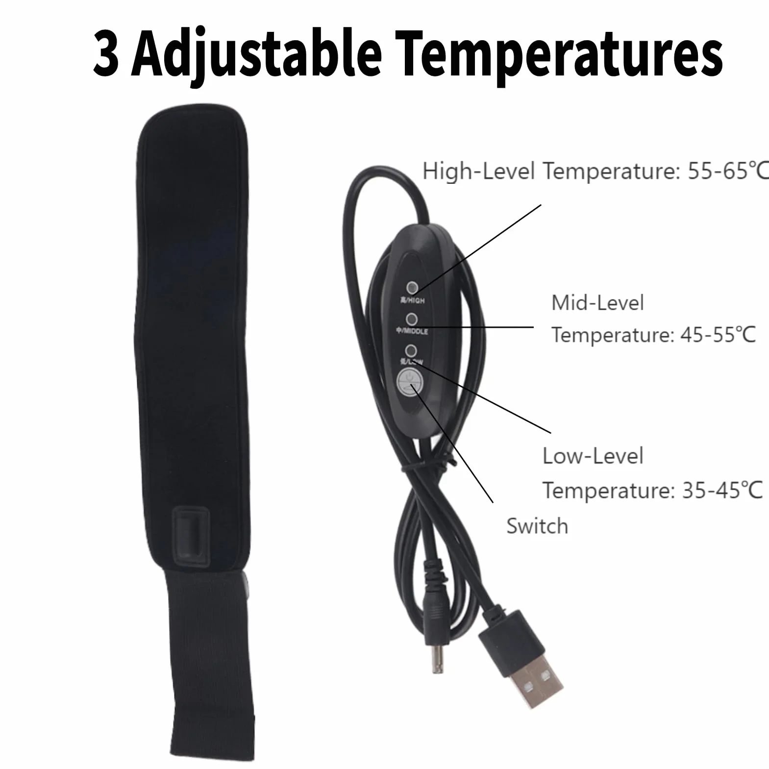 Pasek grzewczy obiektywu Uniwersalny podgrzewacz rosy USB Podgrzewacz obiektywu 3-poziomowy przełącznik temperatury Regulacja temperatury Lodowa mgła Pas przeciwmgielny