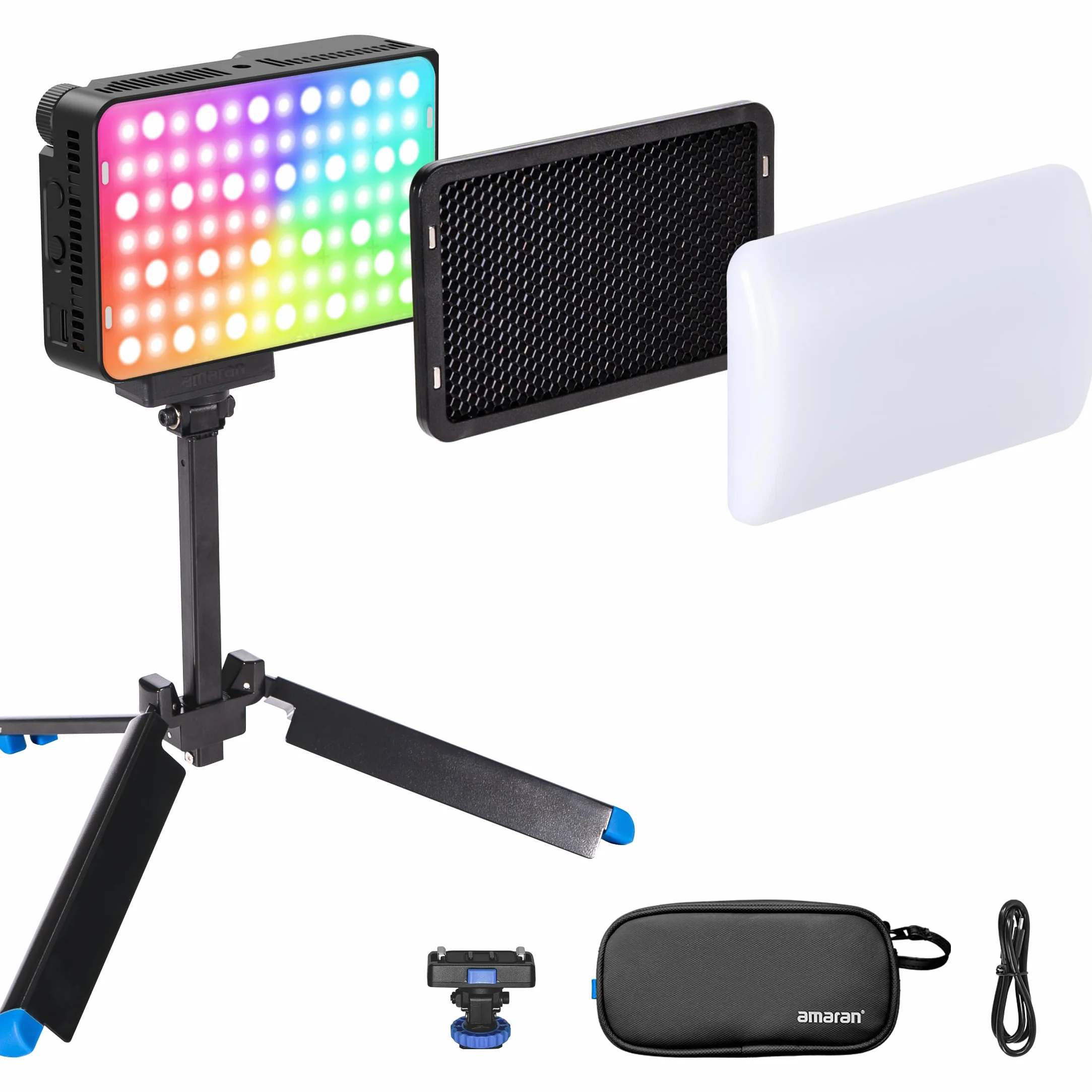 Amaran Zestaw Ace 25c, kieszonkowe światło LED RGBWW, tryb Boost do 32 W, pełnokolorowa mini lampa wideo (2300-10 000 K), 1500 luksów przy 1 m przy 5600 K, bateria 4500 mAh z ładowaniem PD dla twórców