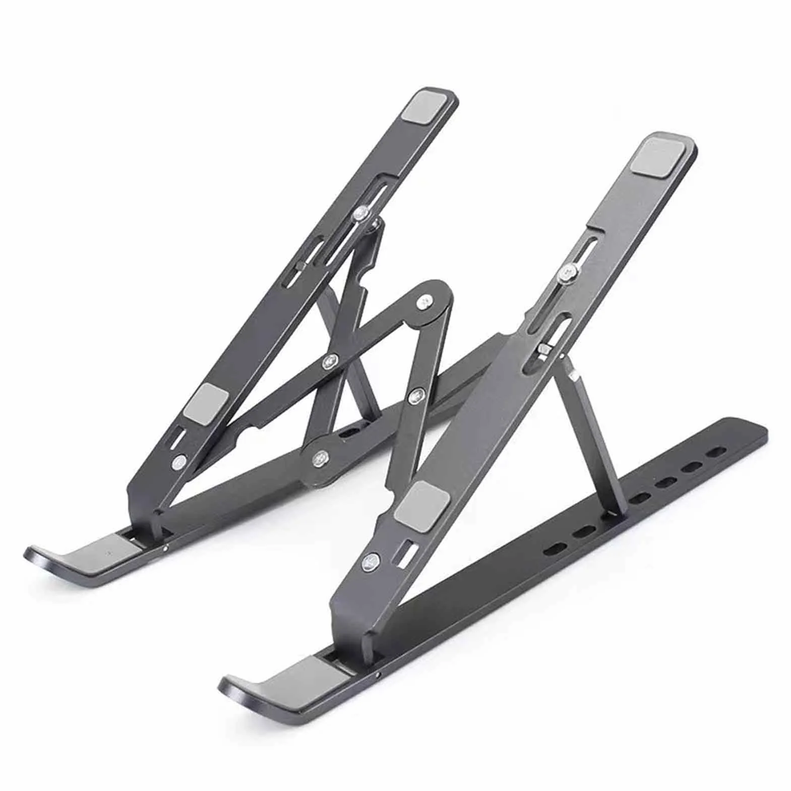 Black,18.6 * 25.3cm,NISMIA Składana podstawka pod laptopa z regulacją wysokości, wentylowana podstawka chłodząca pod laptopa, antypoślizgowa silikonowa poduszka Lekki i kompaktowy