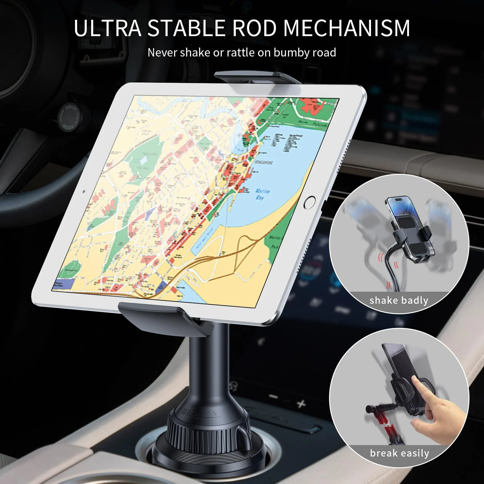 APPS2Car Samochodowy uchwyt na telefon 2 w 1 regulowany kompatybilny z tabletami 4,3-11"