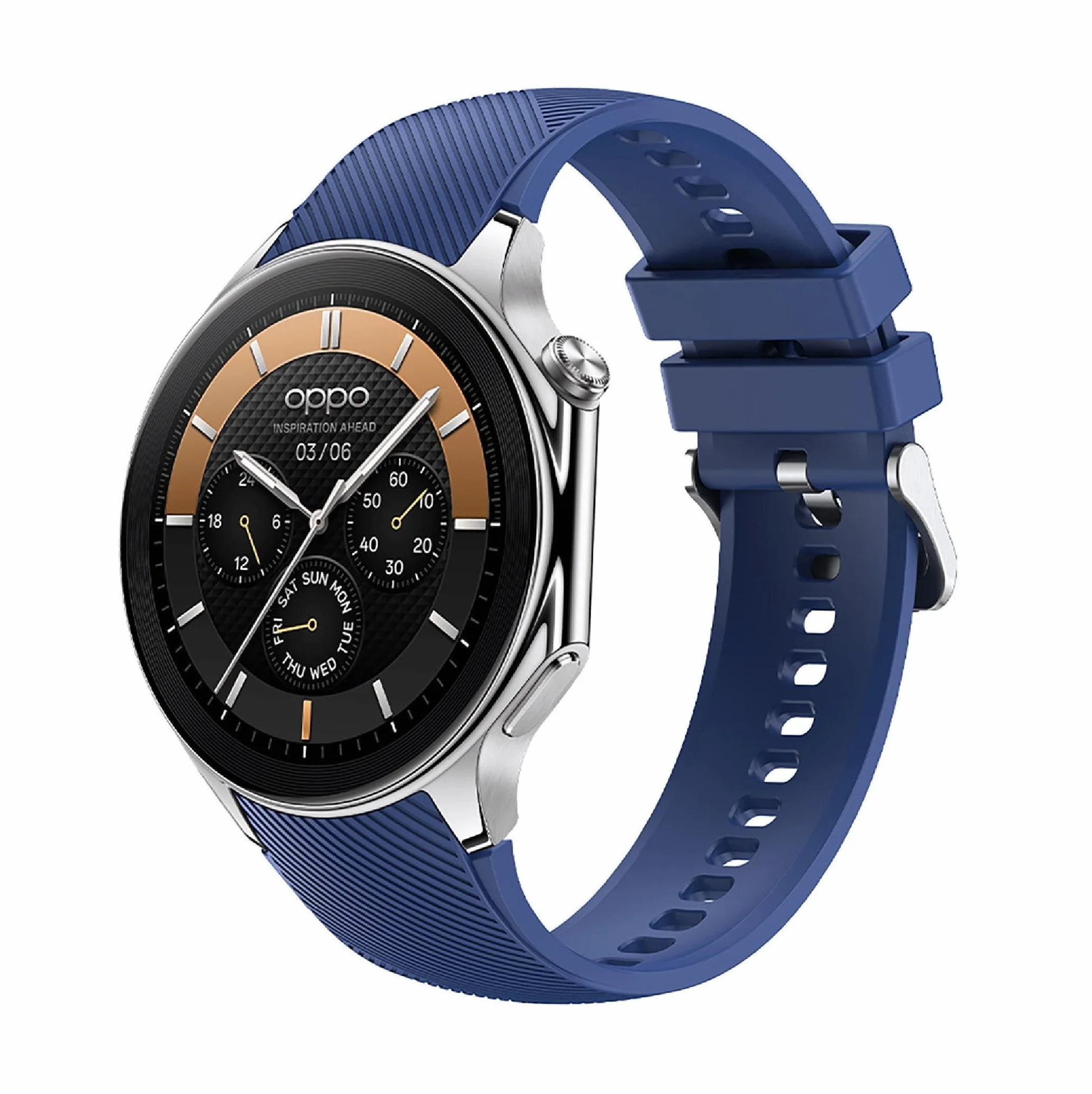 GIOPUEY Pasek kompatybilny z OnePlus Watch 3/2/2R/OPPO Watch X, miękki silikonowy pasek do zegarka, zamiennik paska [odporny na zużycie] [oddychający] - niebieski (Midnight Blue)