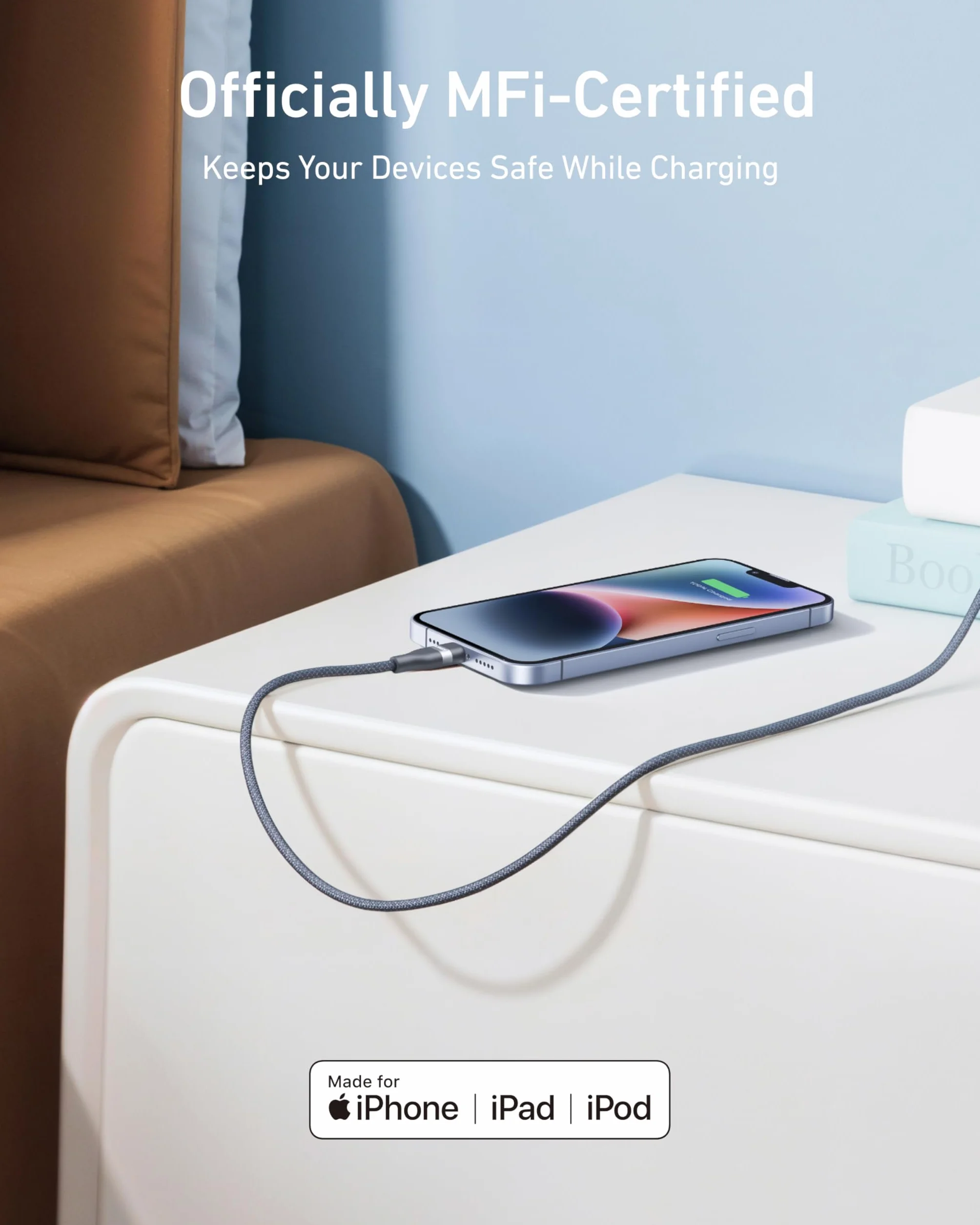 Anker kabel USB-C do Lightning, 90 cm, z plecionki z recyklingu, ultraszybkie ładowanie do iPhone 14/13/12/11 i innych urządzeń