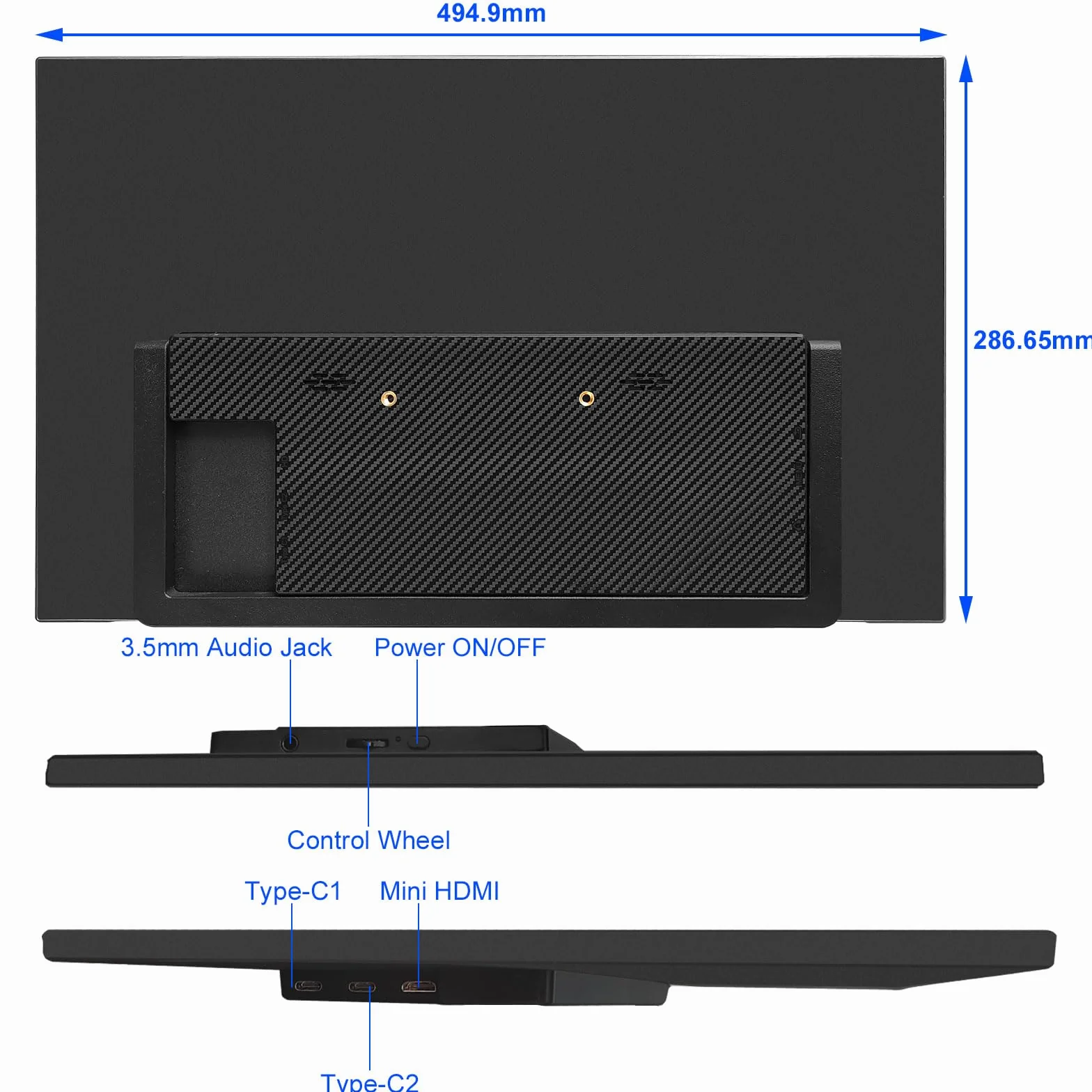CYCLUS Przenośny monitor 21,5 cala 120 Hz przenośny monitor 1920 x 1080 Full HD IPS Wbudowany ekran obsługuje HDMI USB C do laptopa Konsola do gier, kompatybilny z VESA