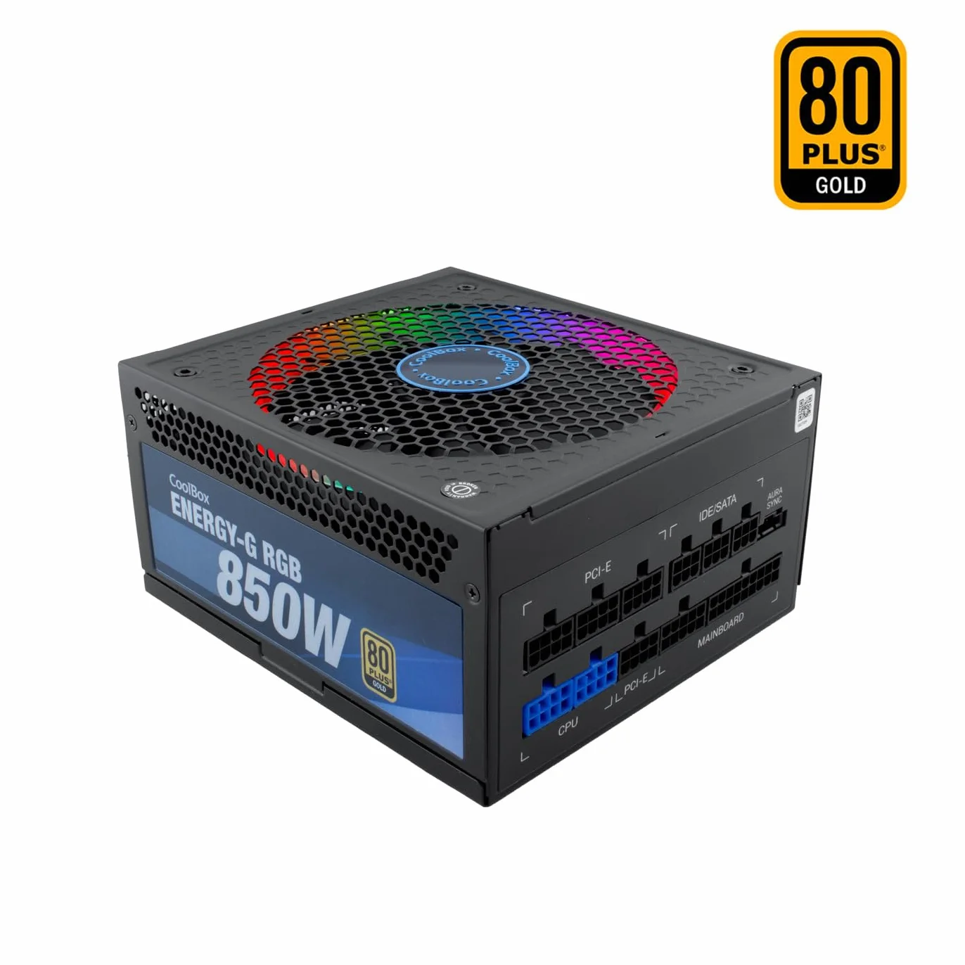Deep Gaming Energy-G zasilacz PC 850 W, 80 Plus Gold, pełny moduł, oświetlenie, ARGB, ATX 12 V, kompatybilny z Nvidia RTX serii 30, czarny