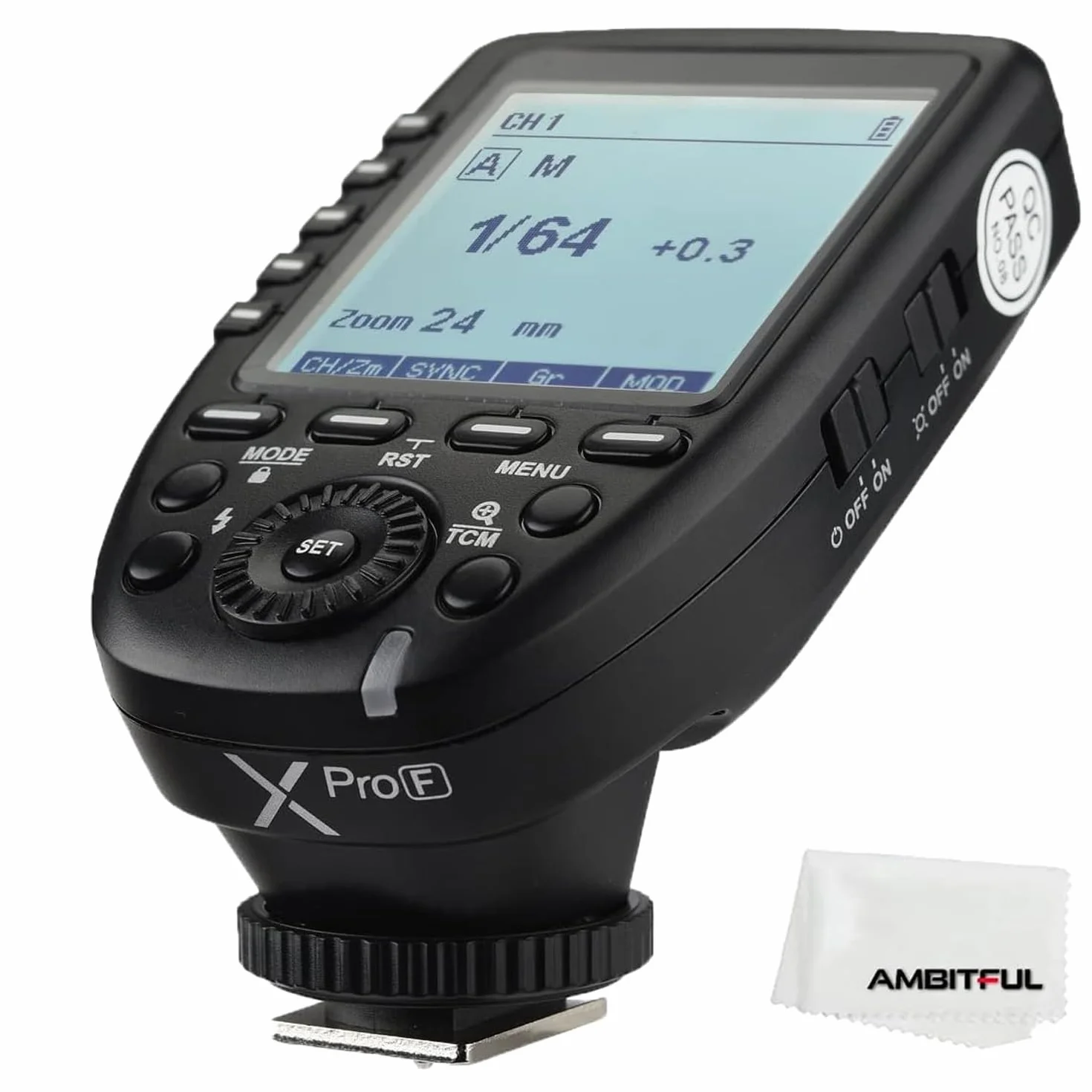 Godox Xpro-F TTL 2.4G Wireless High Speed Sync 1/8000s X System HSS Flash Trigger Manual Function Large Dot Matrix LCD 5 Dedykowane przyciski grupowe, 11 niestandardowych funkcji do kamer Fuji