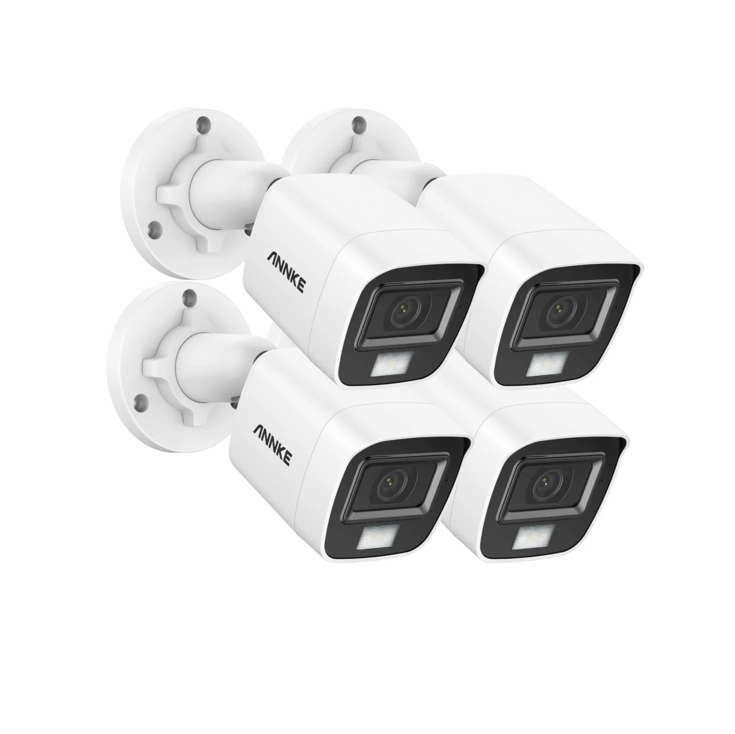ANNKE 4 x kamera bezpieczeństwa 3K z kablem, inteligentna podwójna lampka TVI z dodatkowym aparatem CCTV do użytku na zewnątrz z wbudowanym mikrofonem i noktowizorem kolorów, IP67 Bullet kamera do