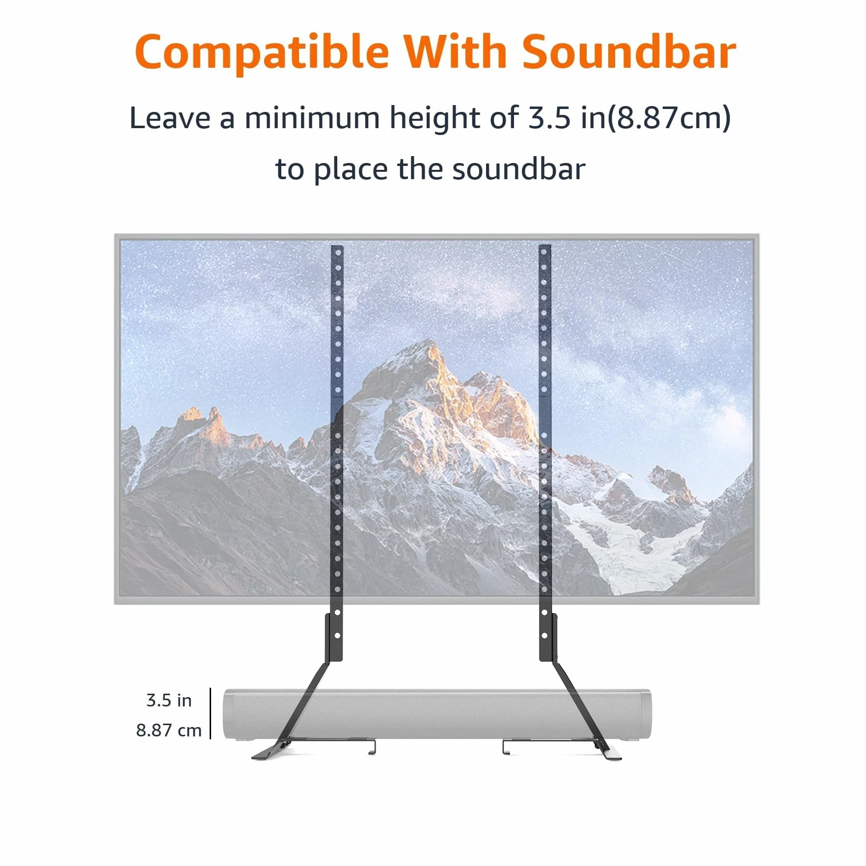 Amazon Basics Uniwersalny Stojak do Telewizora, Regulacja Wysokości do Telewizorów 22–77 cali, Udźwig do 36,3 kg, VESA 200x100 do 800x400, Zawiera Uchwyt do Soundbara, Czarny