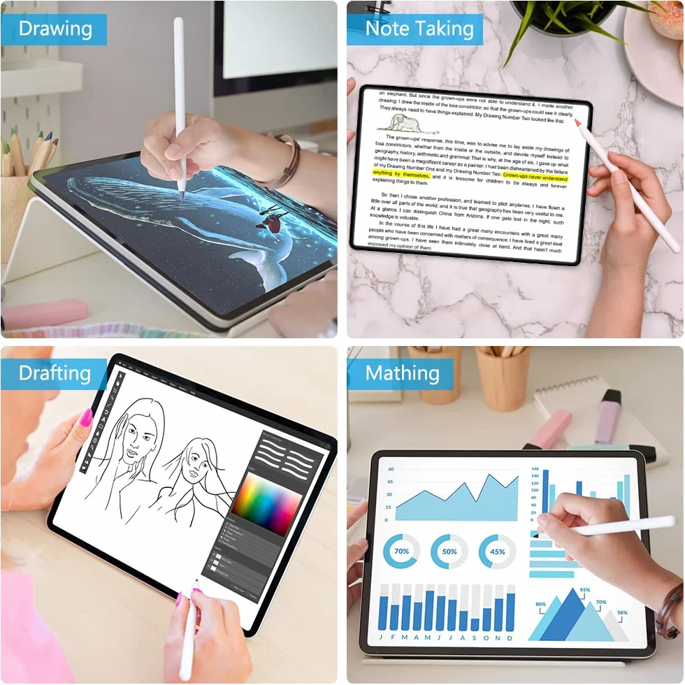 flintronic Końcówki kompatybilne z ołówkiem Apple iPad Pro, 6-pak końcówek zamiennych do Apple Pencil 2. generacji i 1. generacji, końcówki wymienne do iPada Pro iPencil, Morandi