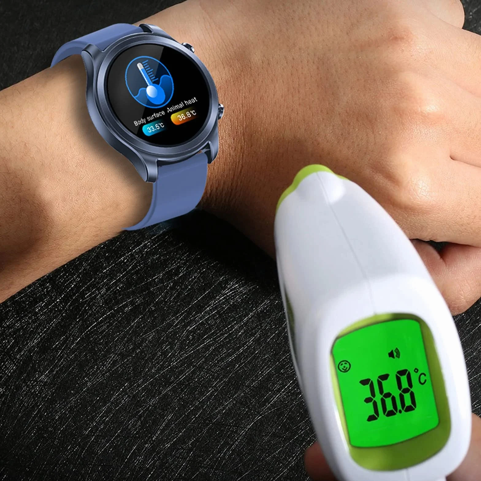 Inteligentny zegarek Zegarek fitness Monitor aktywności fizycznej z monitorowaniem temperatury Tętno Ciśnienie krwi Tlen we krwi IP68 Wodoodporny Smartwatch Zegarek fitness Inteligentny zegarek dla