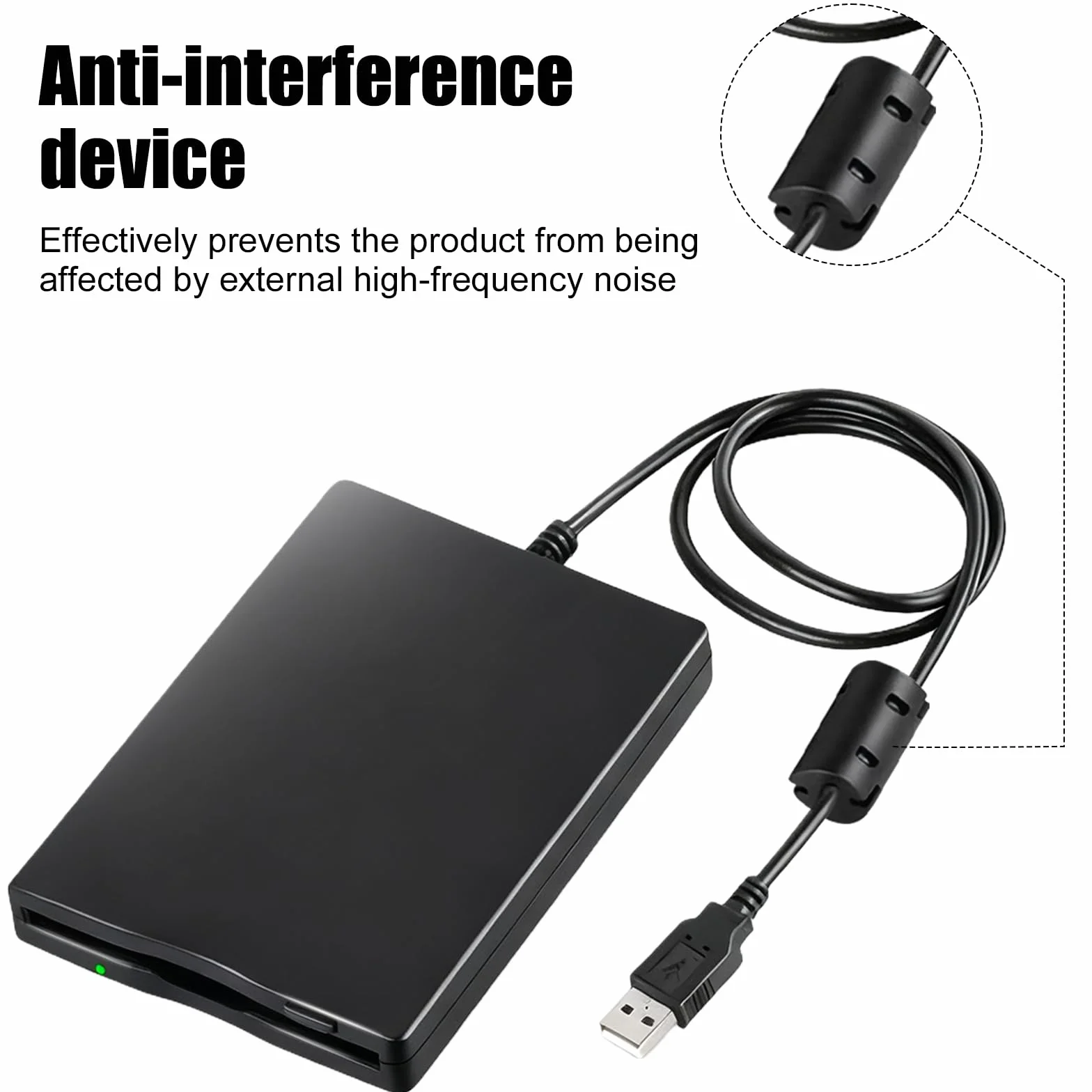 Leikurvo Zewnętrzna stacja dyskietek USB przenośna FDD 1,44 MB 3,5 cala, Slimline Floppy Disk Drive zewnętrzny czytnik kart, akcesoria komputerowe, wyjmowane, kompatybilne z PC i Mac, Plug and Play