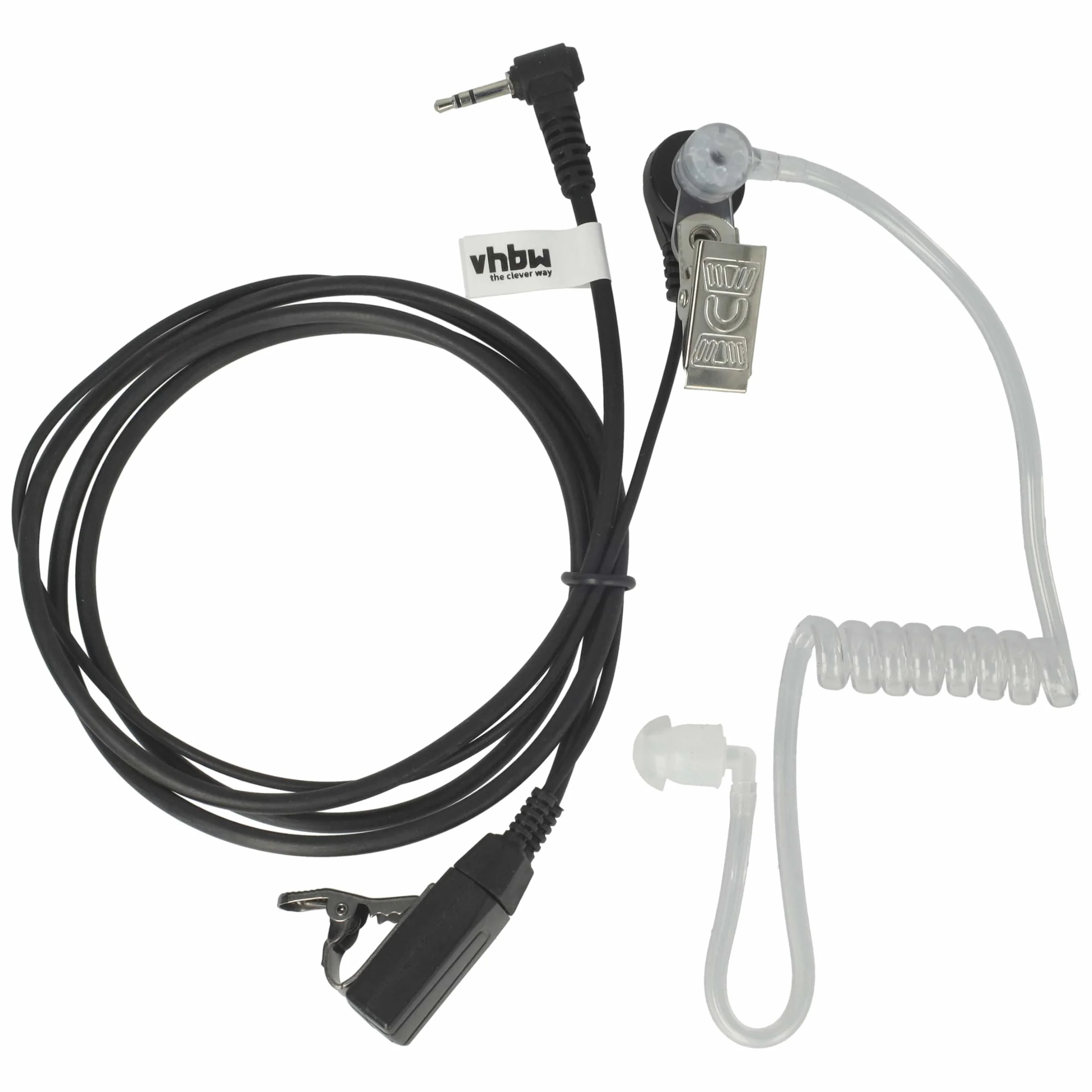 vhbw 10x zestaw słuchawkowy kompatybilny z Motorola MH230R, MC225R, MC220R, MB140R, MJ270R radiotelefon - czarny, przezroczysty wąż akustyczny