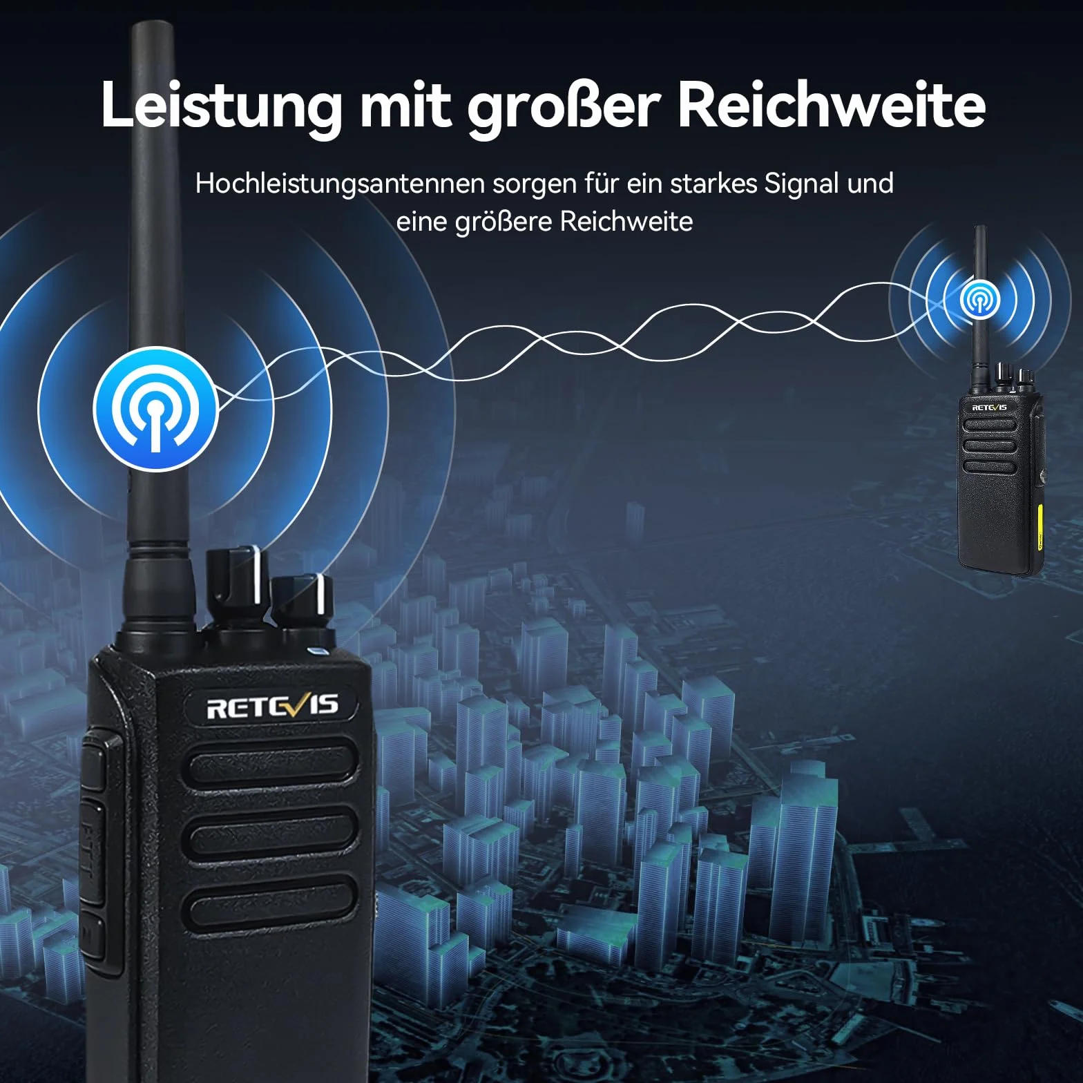 Retevis RT81 Radio, Wodoodporność IP67, 32 Kanały DMR Tryb Analogowy/Cyfrowy, Zestaw Radiowy 2200mAh Bateria Litowo-Jonowa, Radiowy Daleki Zasięg (1 Para, Czarny)
