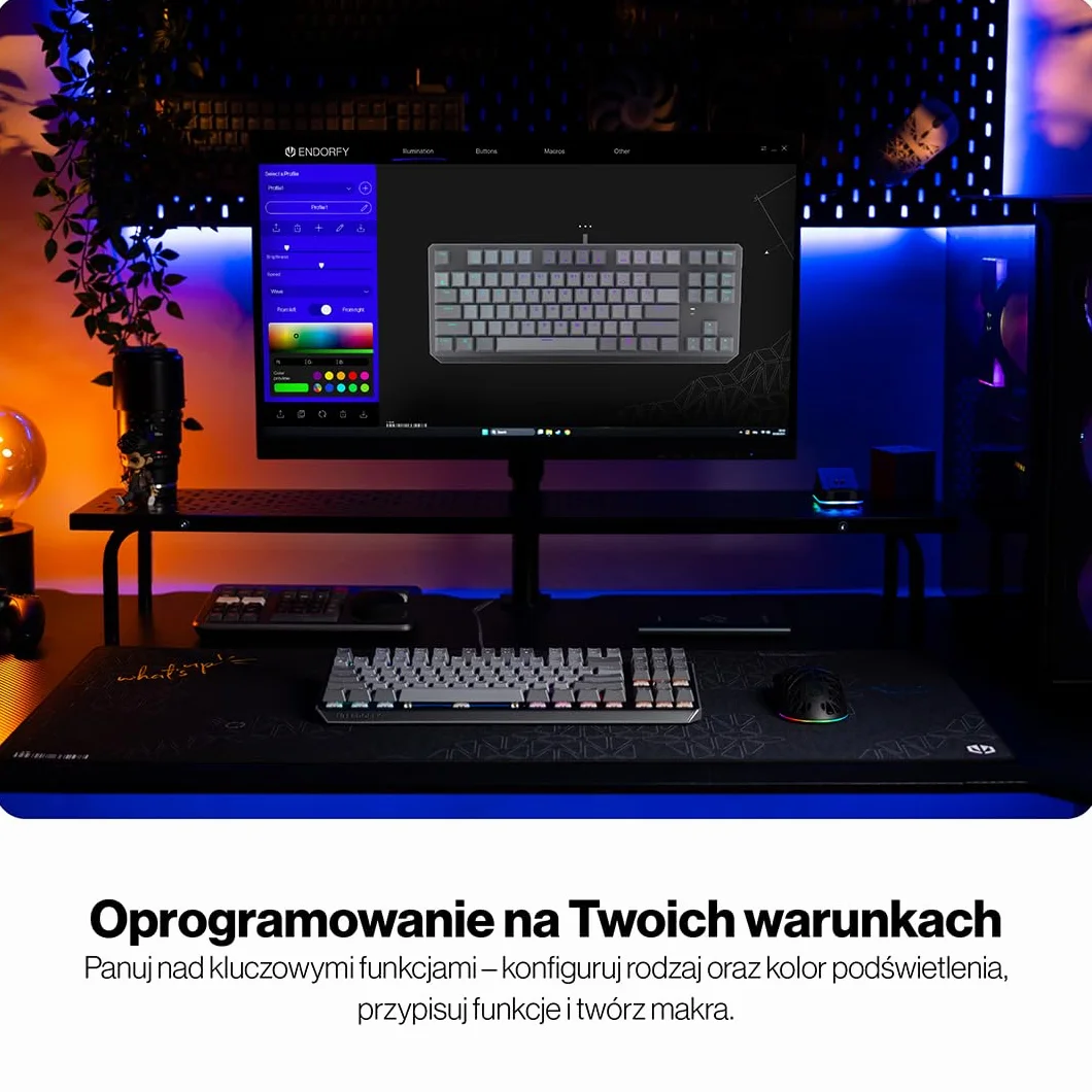 ENDORFY Thock V2 TKL klawiatura gamingowa mechaniczna DE QWERTZ, przełączniki ENDORFY Red, Hot-Swap, RGB ARGB, przewodowa USB, PBT keycaps, aluminiowa obudowa, kompaktowa klawiatura TKL dla graczy