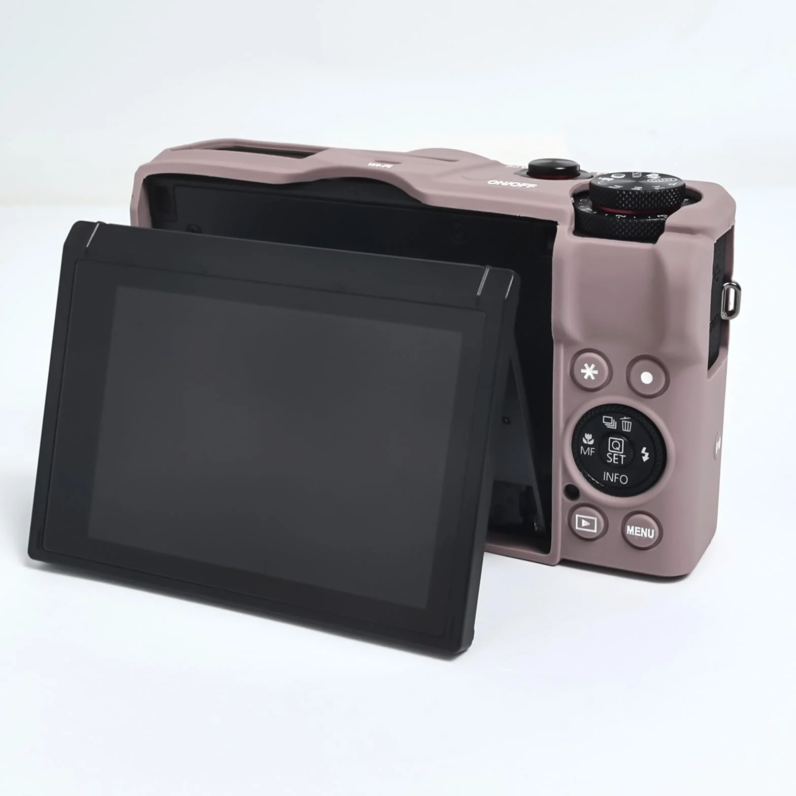 Easy Hood Etui na aparat dla Canon G7 X Mark III G7X3, miękka silikonowa osłona ochronna, lekka, ze zdejmowaną osłoną obiektywu, Szary (oznaczenie przycisków)