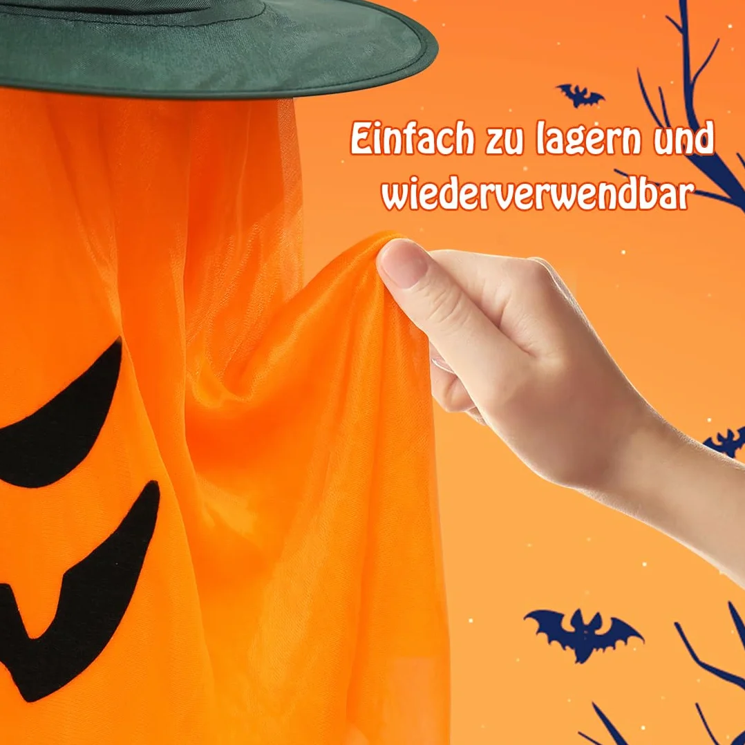Dekoracje Ogrodowe Halloween Wiszący Duch LED Pomarańczowe Światło Ghost Windsocks