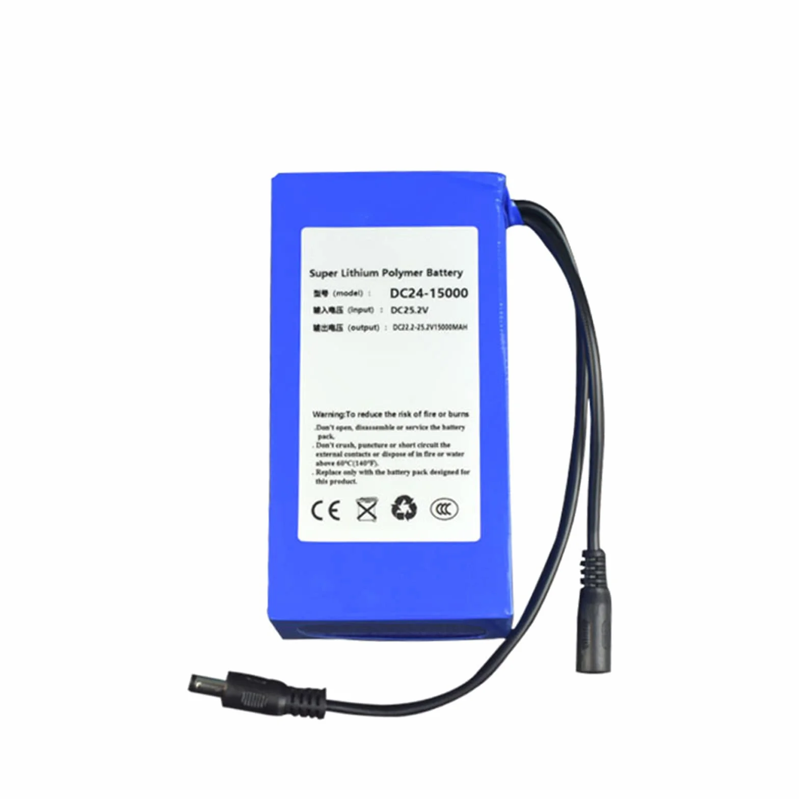 Akumulator litowo-jonowy DC 24 V Przenośna bateria litowo-polimerowa o dużej pojemności 15000 mAh z ładowarką nadaje się do zabawek elektrycznych, lamp ksenonowych taśm LED itp.