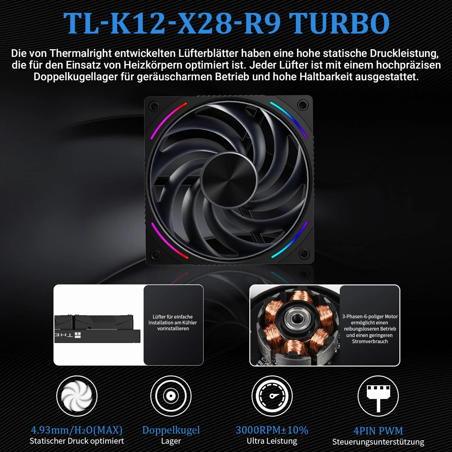 Thermalright Rainbow Vision 360 TURBO ARGB Black chłodnica cieczy CPU, do AM5 / Intel LGA1851 / 1700, 6,67-calowy zakrzywiony ekran magnetyczny przyssawka o rozdzielczości 2400 x 1080