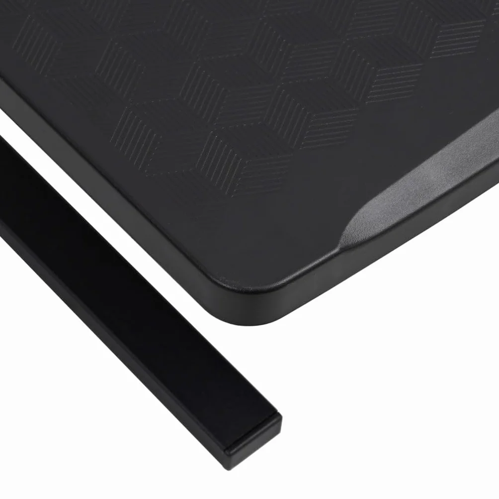 Stojak na monitor czarny 37 x 28 x 11,5 cm wykonany z HIPS, minimalistyczna nakładka na biurko do monitora i urządzeń multimedialnych, miejsce do przechowywania pod podstawką na klawiaturę i