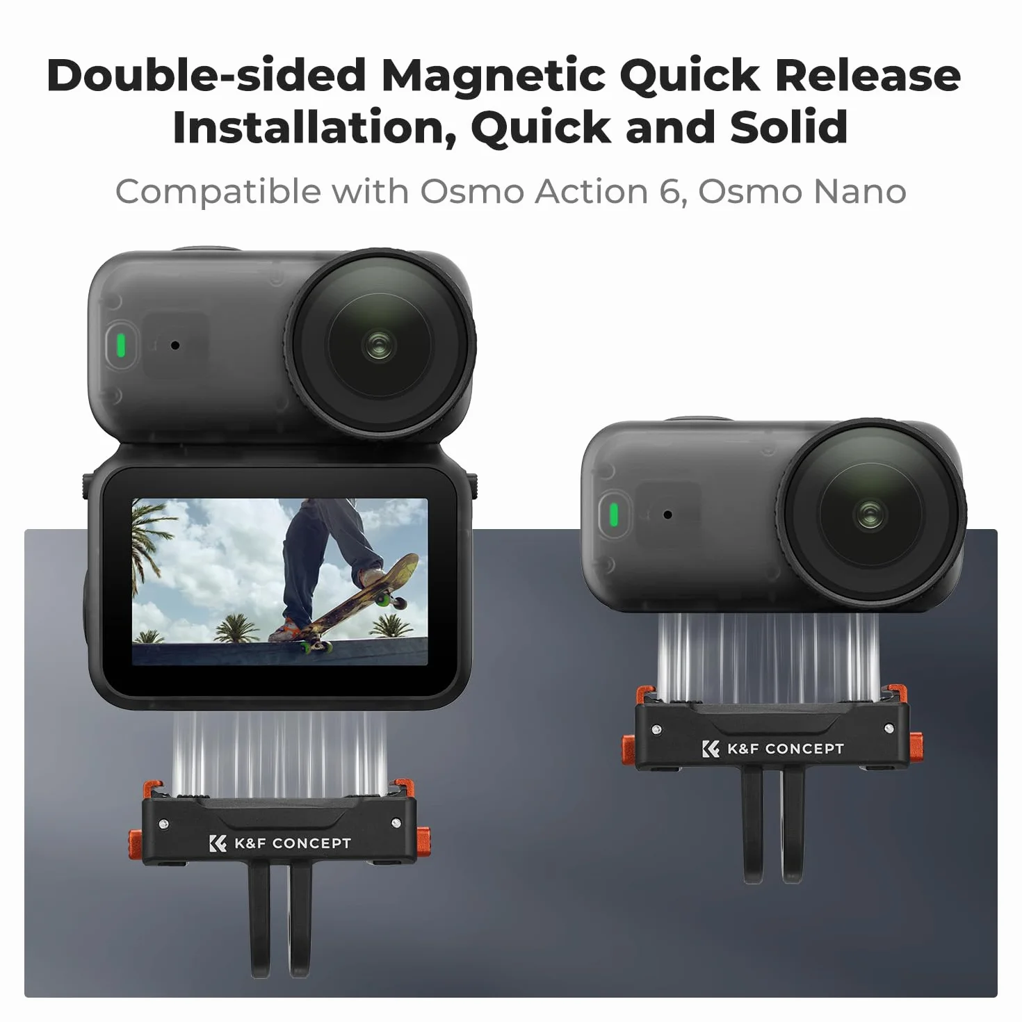 K&F CONCEPT Magnetyczny adapter szybkiego montażu do DJI Osmo Nano/Action 6, adapter przedłużający, magnetyczny uchwyt z blokadą do statywu, kija do selfie, akcesorium do kamery sportowej (1 sztuka)