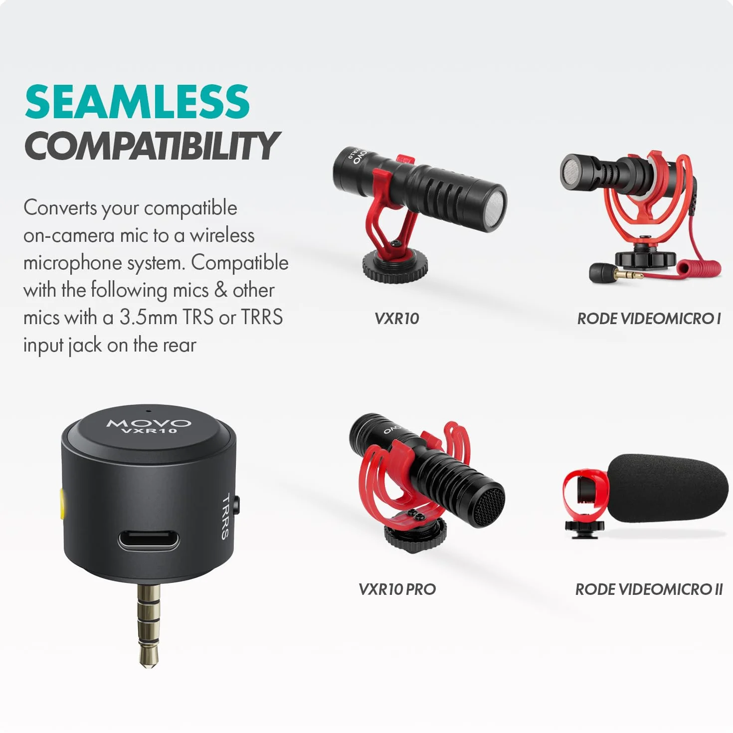 Movo WM-VXR10 bezprzewodowy adapter mikrofonowy do urządzeń USB-C/iPhone 15 i nowszych/Android - kompatybilny z VXR10, VXR10-PRO i Rode VideoMicro