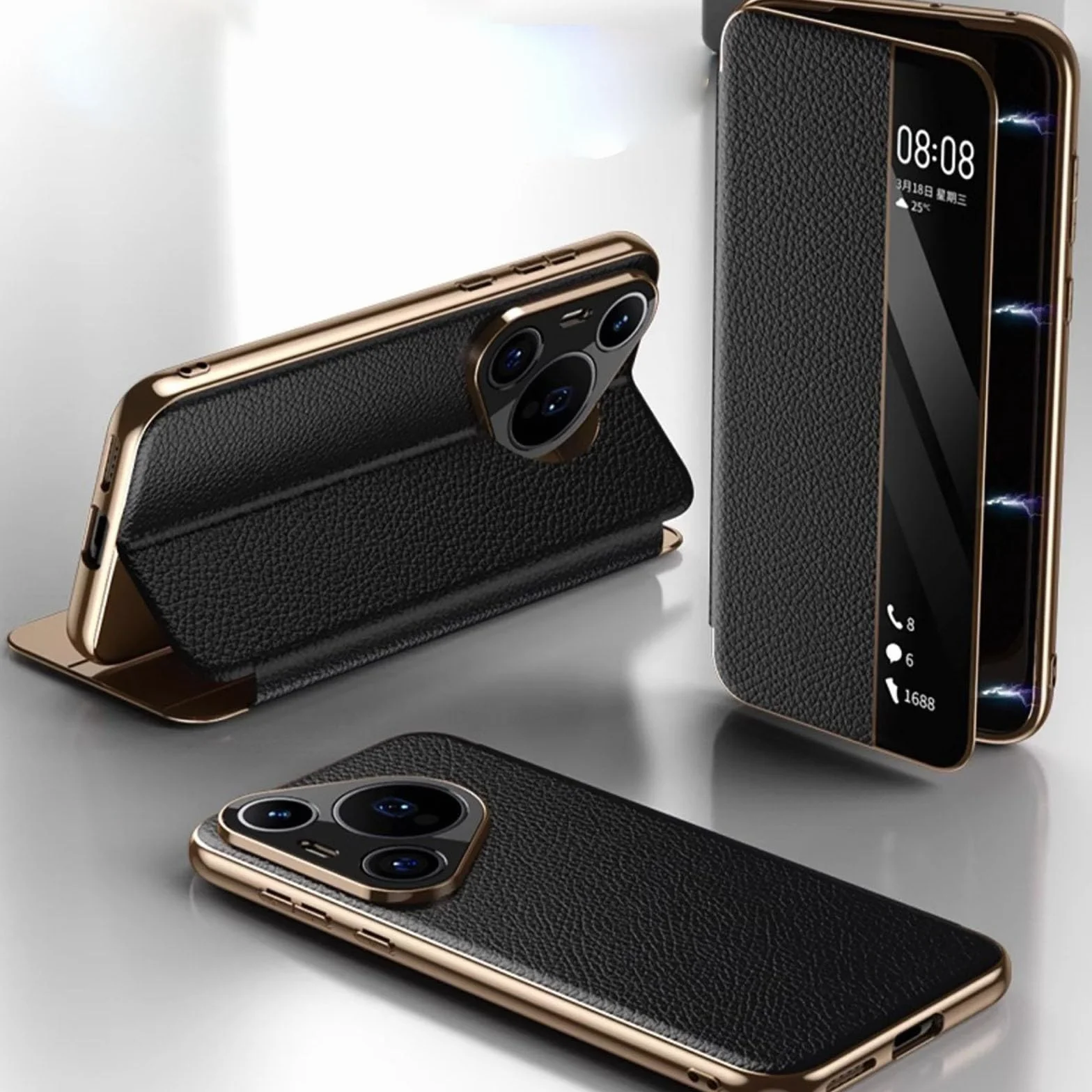 Etui z klapką do Huawei Pura 90 Pro Max/90 Pro/90, magnetyczne etui ze skóry z inteligentnym oknem, pełnoklatkowe etui na telefon, białe, 90 Pro