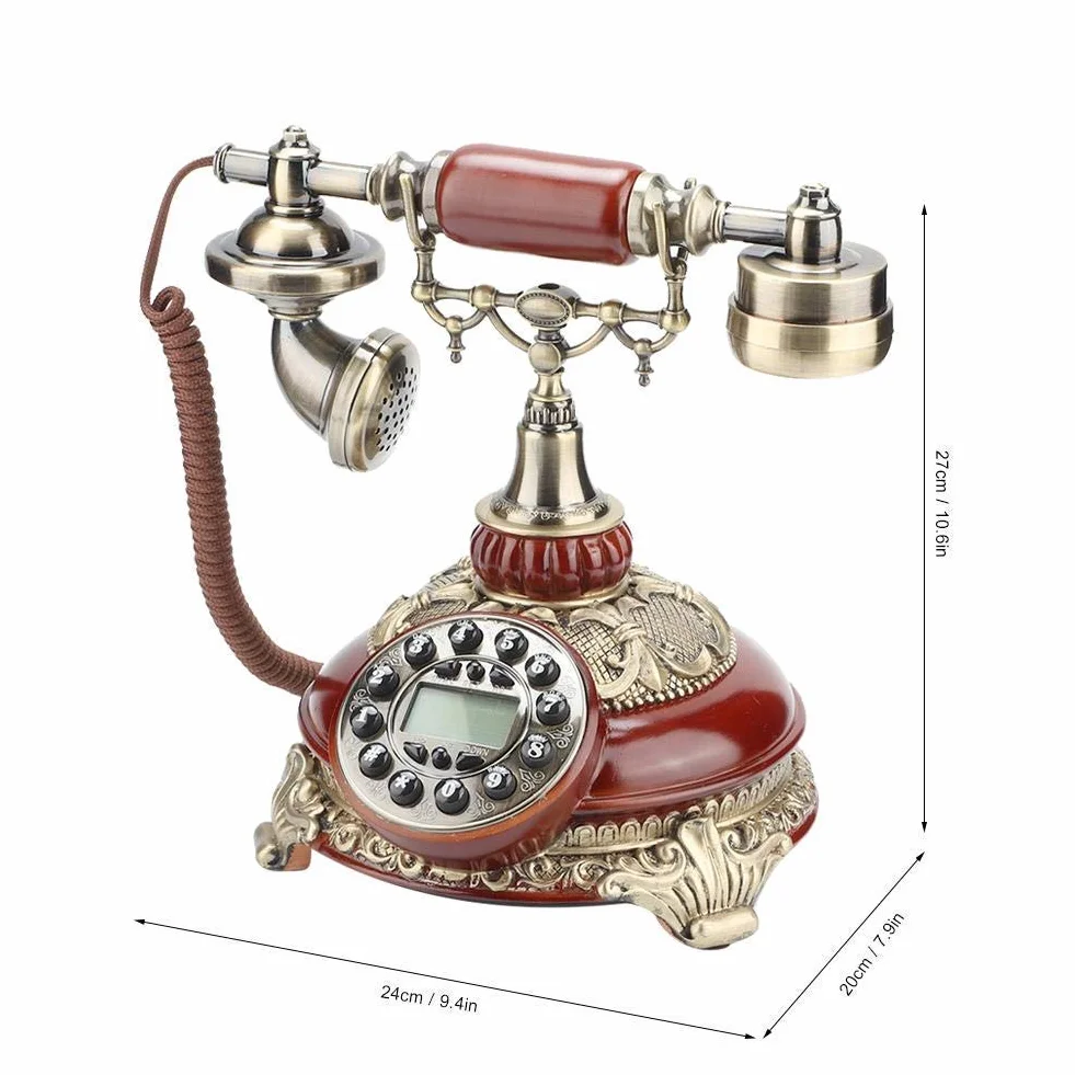 Telefon stacjonarny w stylu retro, europejski telefon stacjonarny do biura domowego, klasyczny telefon stacjonarny w stylu retro z uchwytem na słuchawkę ze stopu Zi, ozdoby świąteczne, walentynki, ur