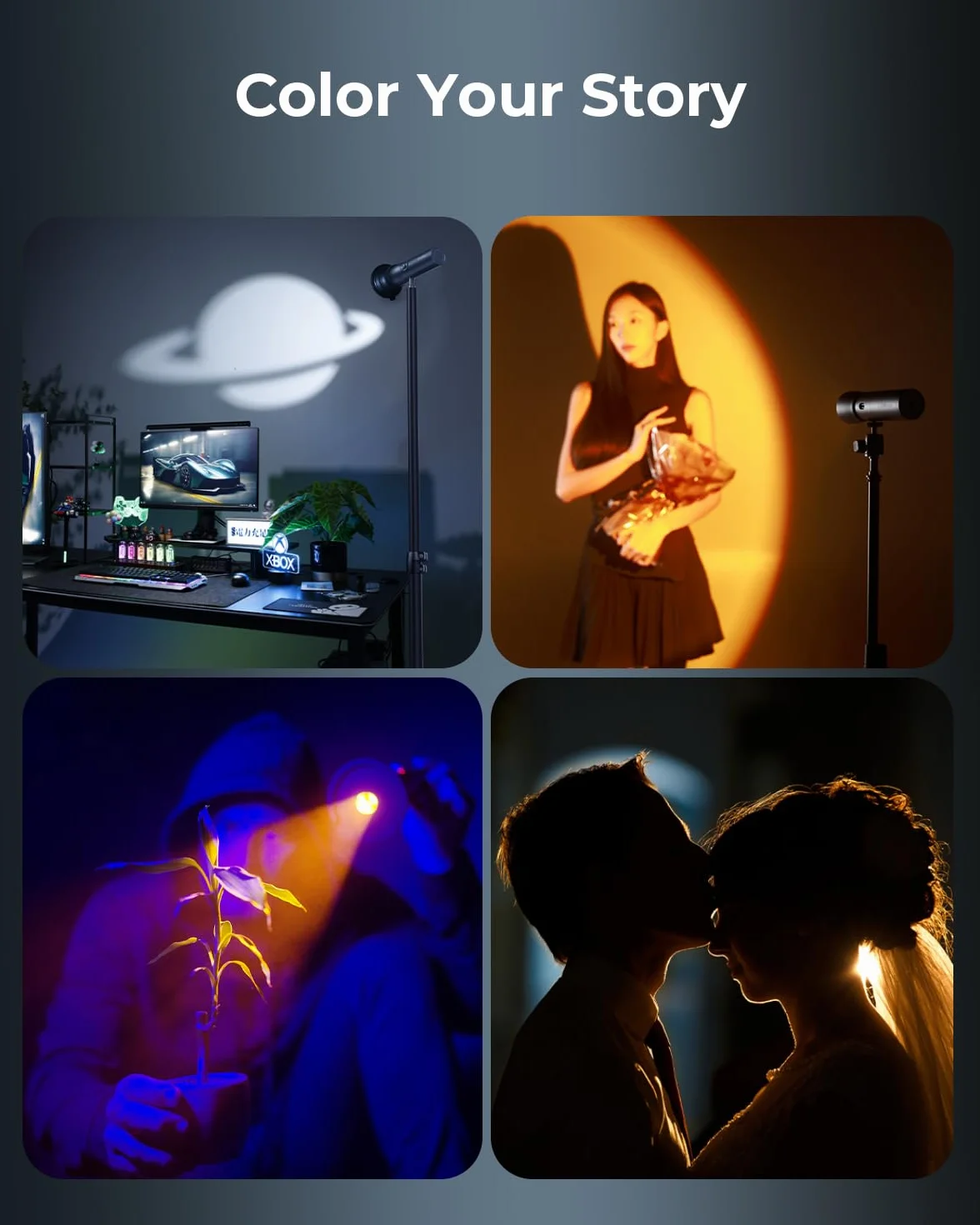 SMALLRIG RGB LED Photography Flashlight, 7500mAh, Stop Aluminium, Wzorzyste światło Otoczenia, 4-kolorowe światło Wypełniające z 20 Wzorzystymi Filtrami światła, Akcesoria RF10C - 4634 | Lampa nastrojowa ze stopu aluminium, wypełnij światło z 20 filtrami