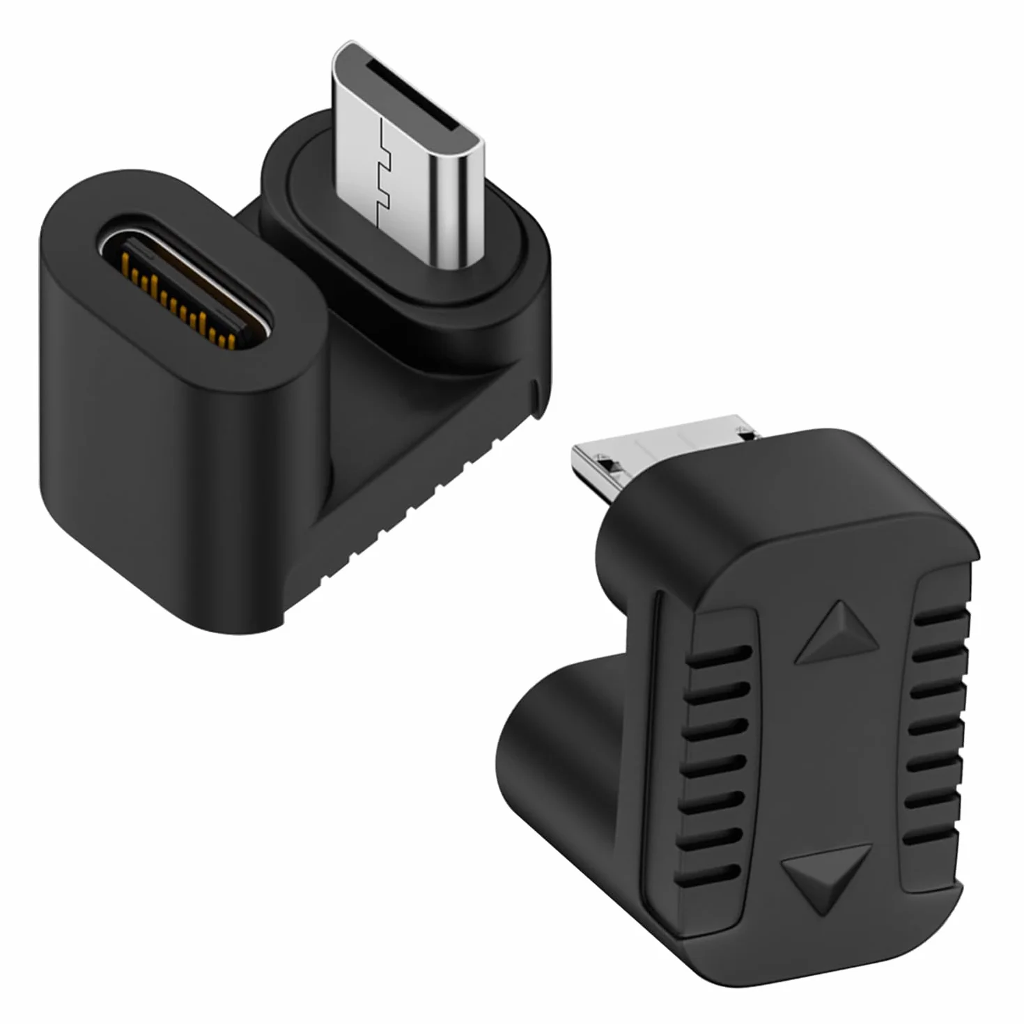 QIANRENON USB C na Micro USB ładowanie, dane w kształcie litery U, złącze typu C, wtyczka micro USB, kąt 180 stopni, adapter do dołu 10 W 480 Mbps, podziałka w kształcie litery U 5,4 mm, 2 szt.