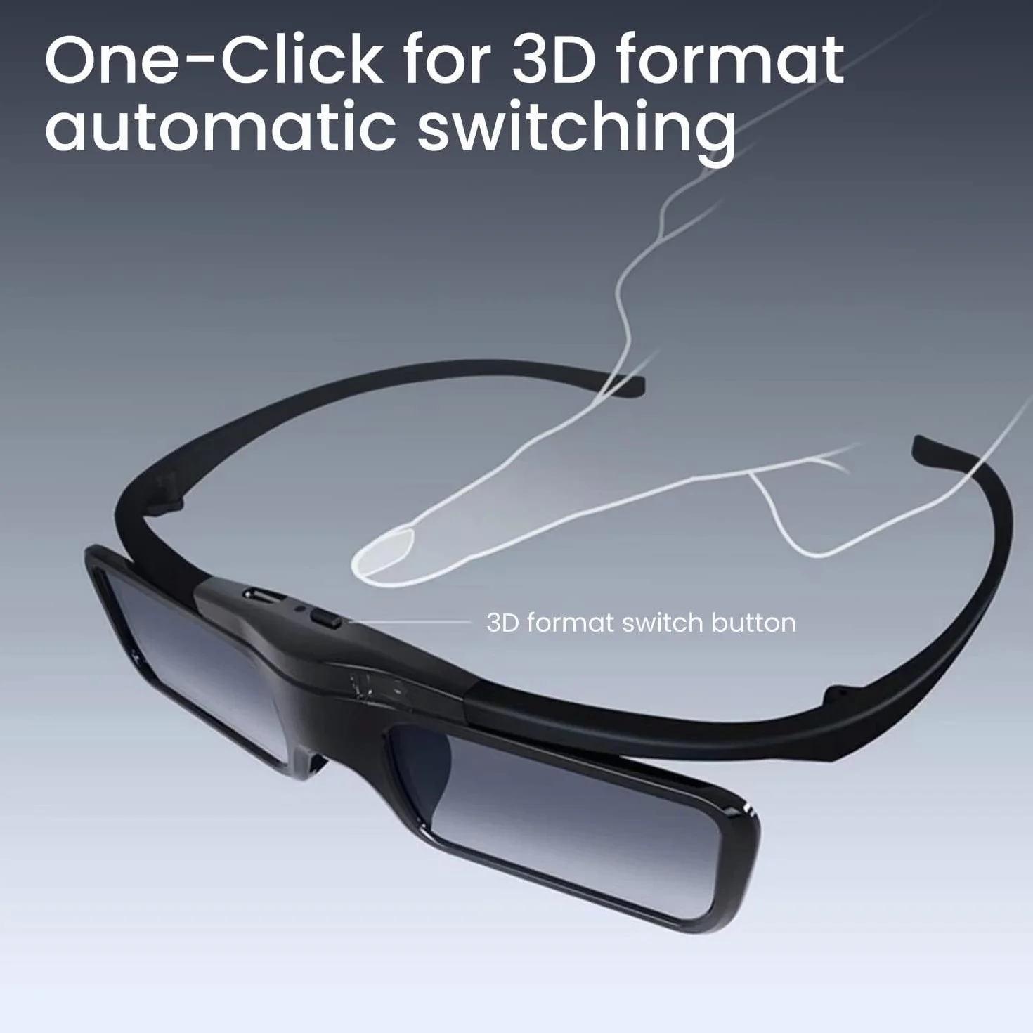 JMGO Aktywe migawkowe okulary 3D z możliwością ponownego ładowania – kompatybilne tylko z projektorami JMGO DLP-Link 3D i telewizorami laserowymi, modny design, waga tylko 26 g, czas pracy 40 godzin