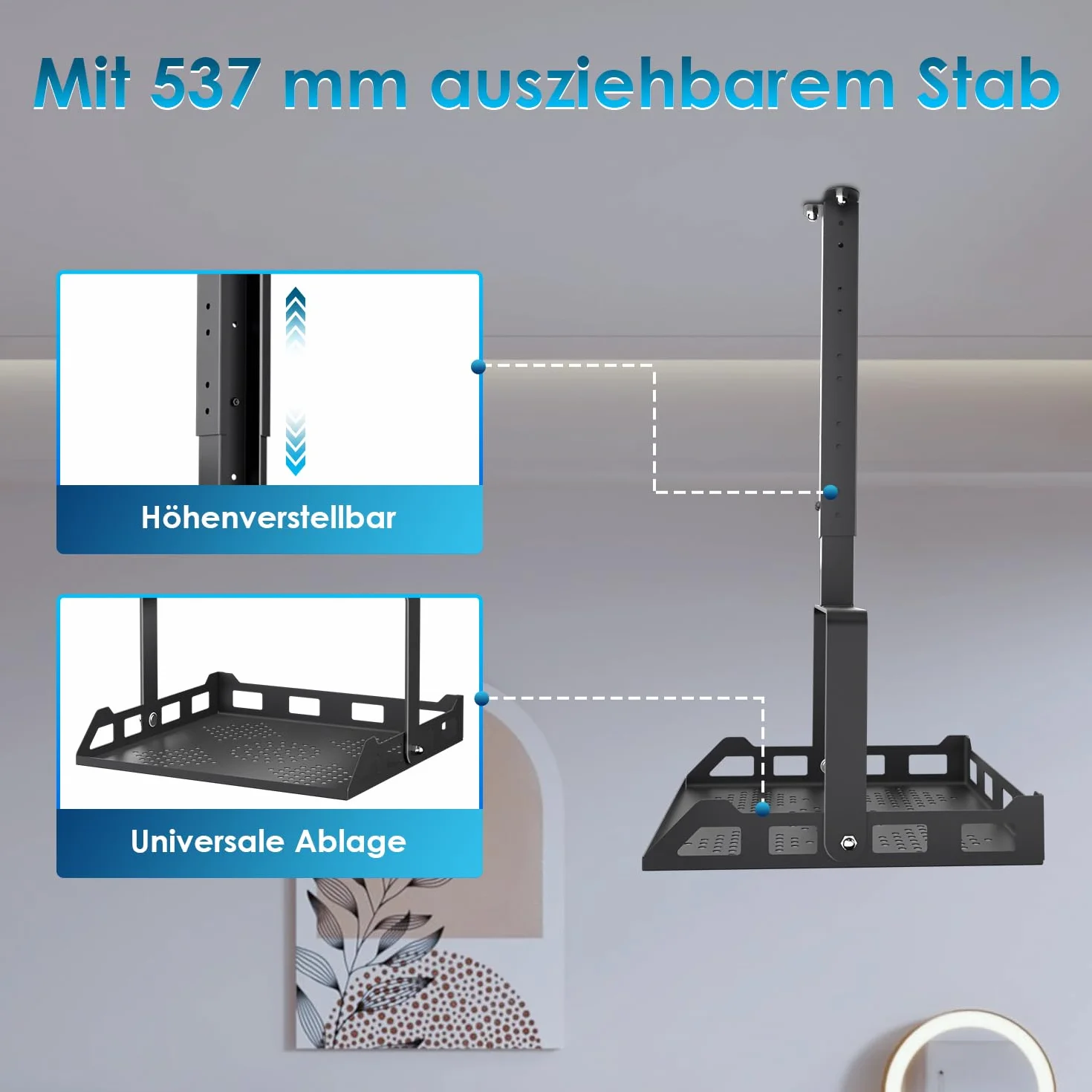 Salange Uchwyt na projektor do sufitu, uchwyt na projektor regulowany w wysokości, uniwersalny uchwyt ścienny z ukrytym przewodami, nośność do 10 kg, uchwyt na projektor do kina domowego i biura